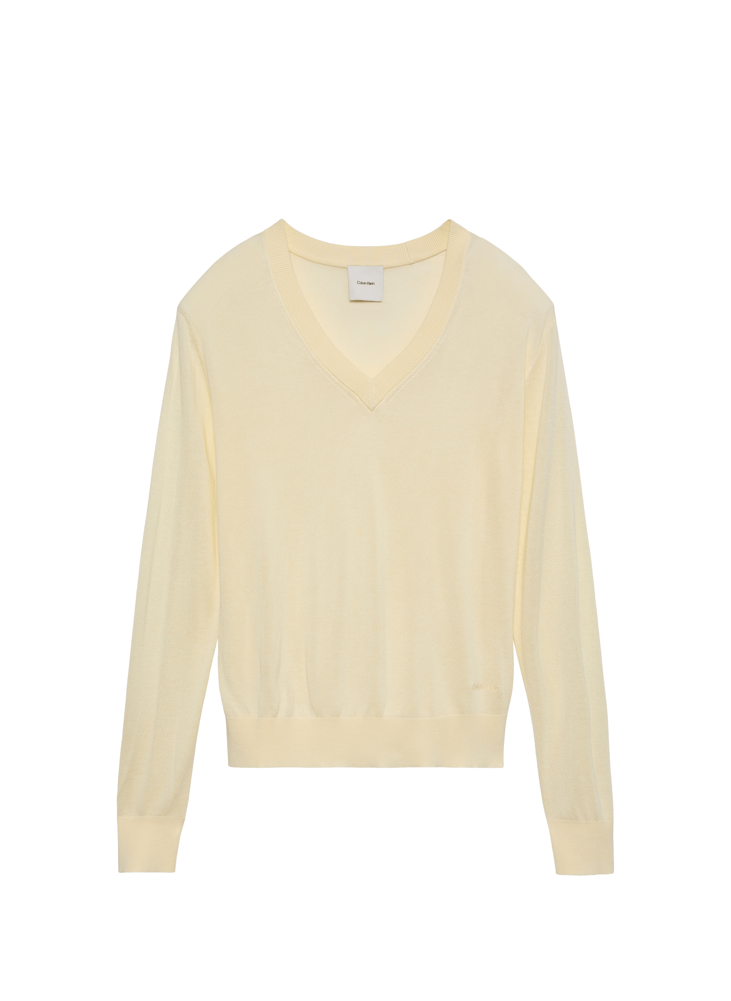 Pull uni col V CALVIN KLEIN Jaune