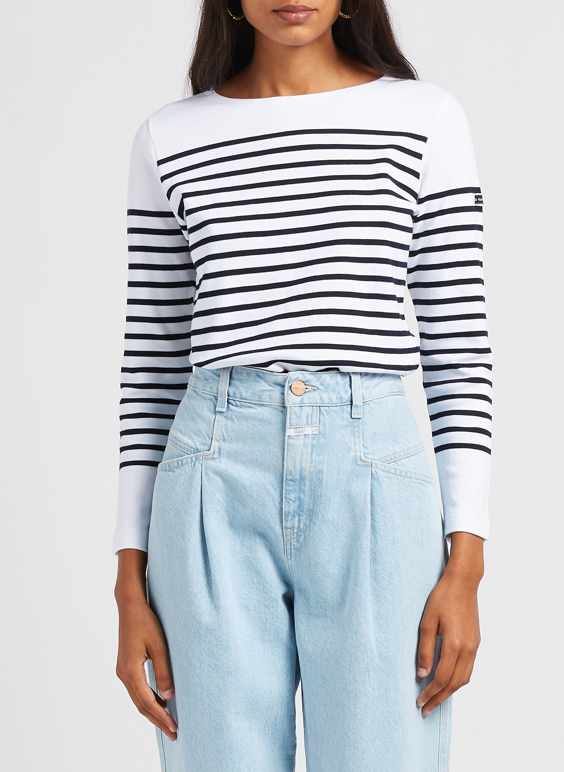 Marinière col bateau en jersey ARMOR-LUX Blanc