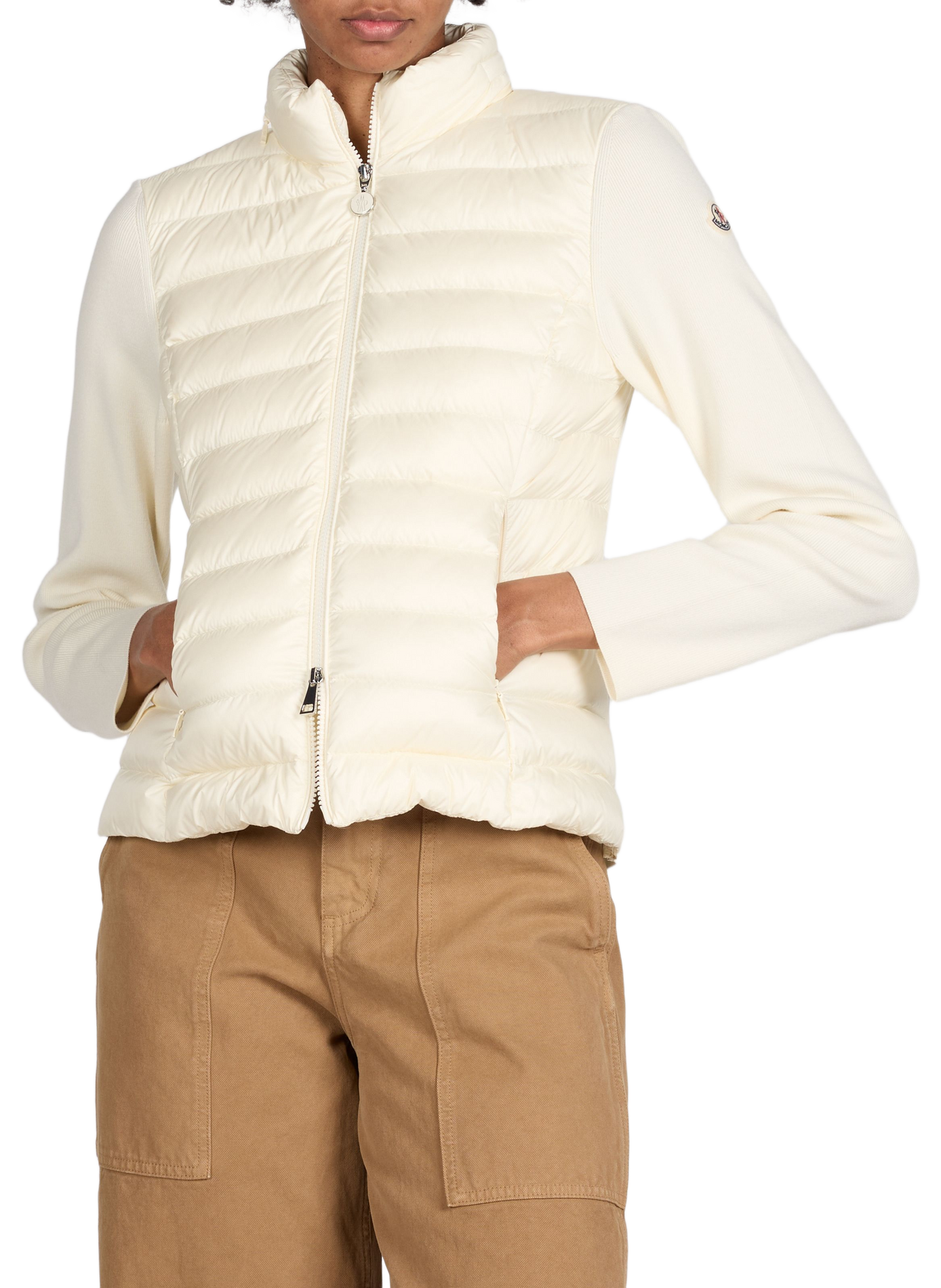 Cardigan cintré à capuche amovible MONCLER Blanc