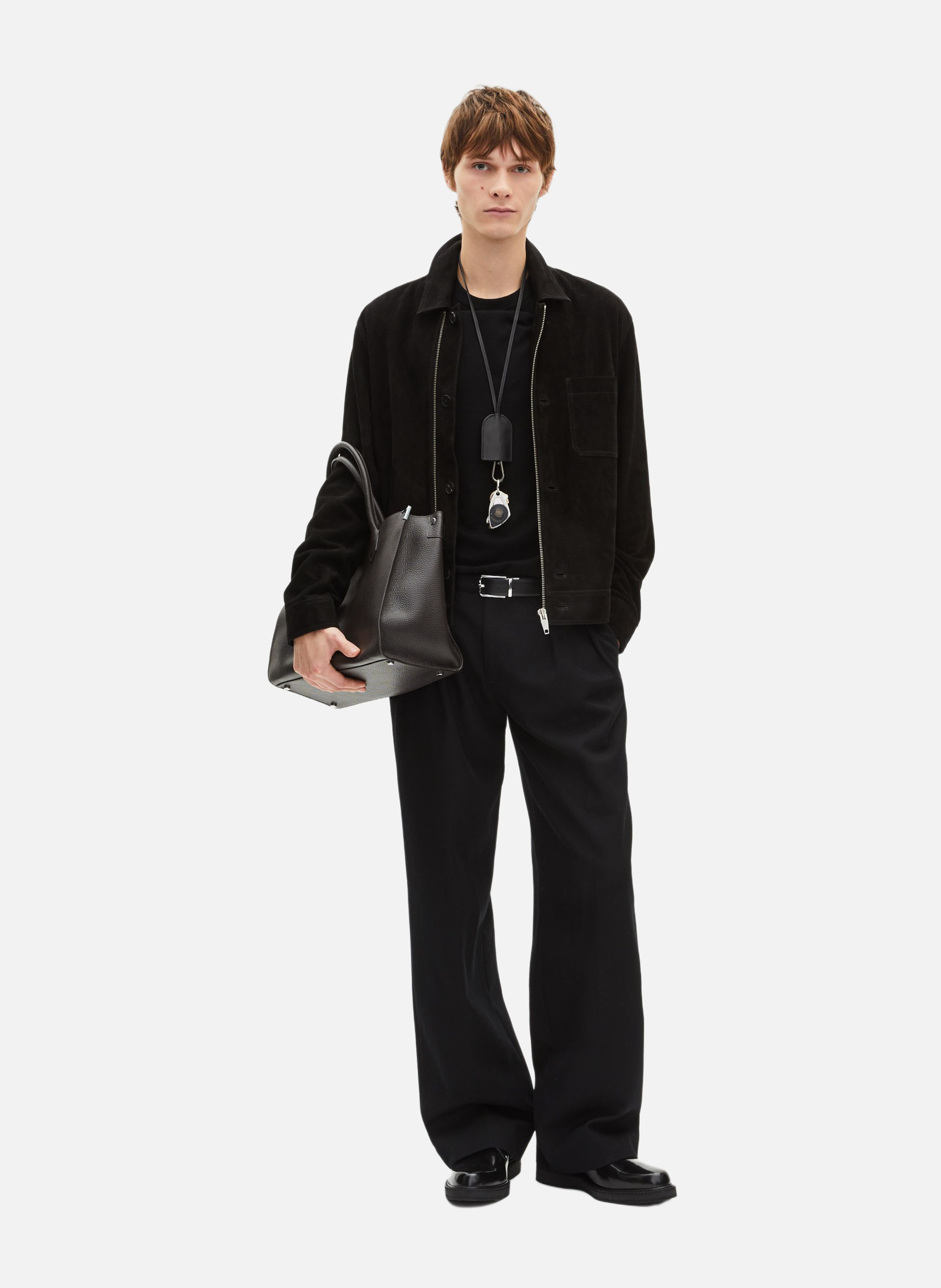 Blouson en suède à zip décalé THE KOOPLES Noir