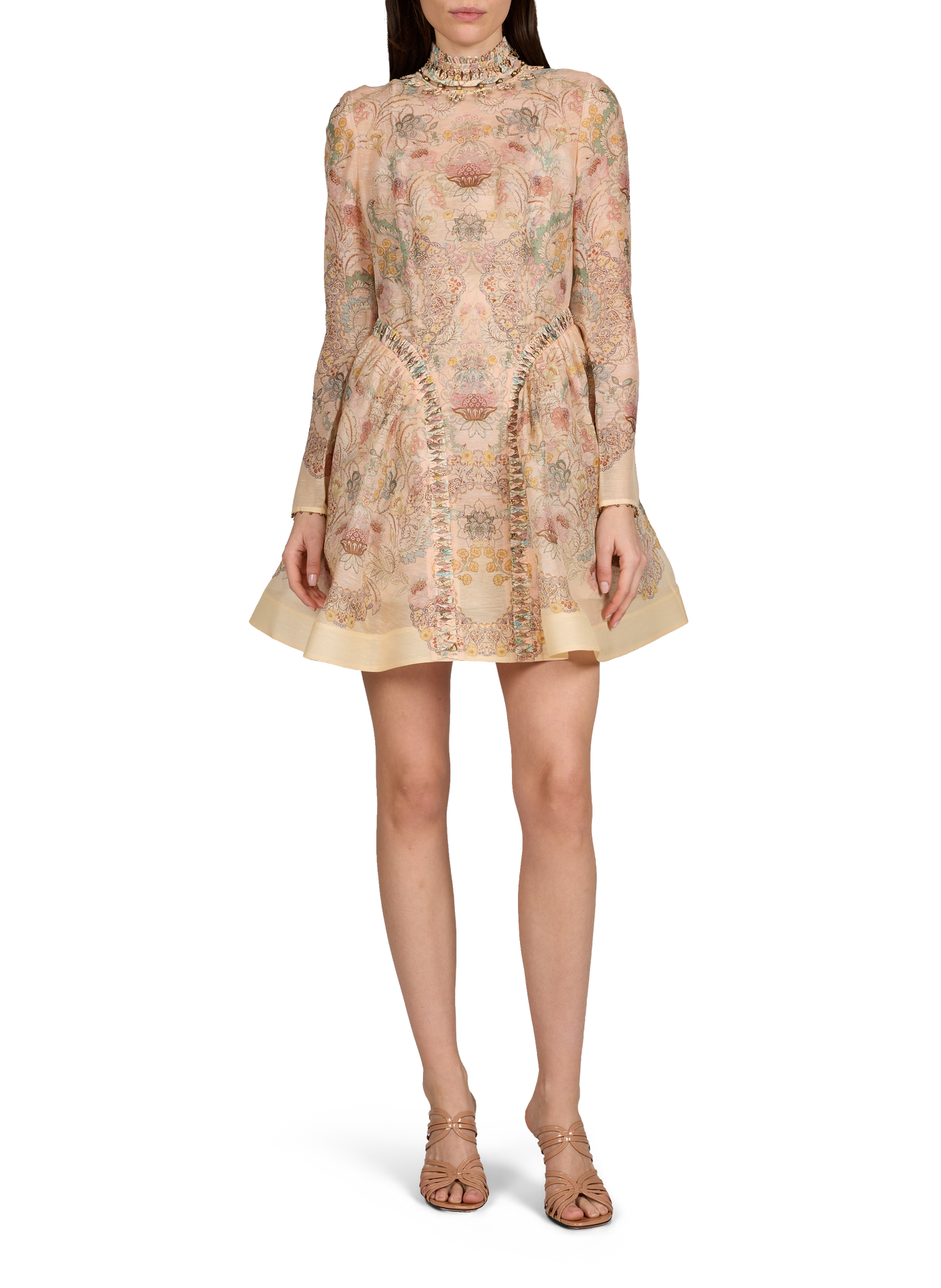 Mini robe à perles Rebellion en lin et soie ZIMMERMANN Multicolore