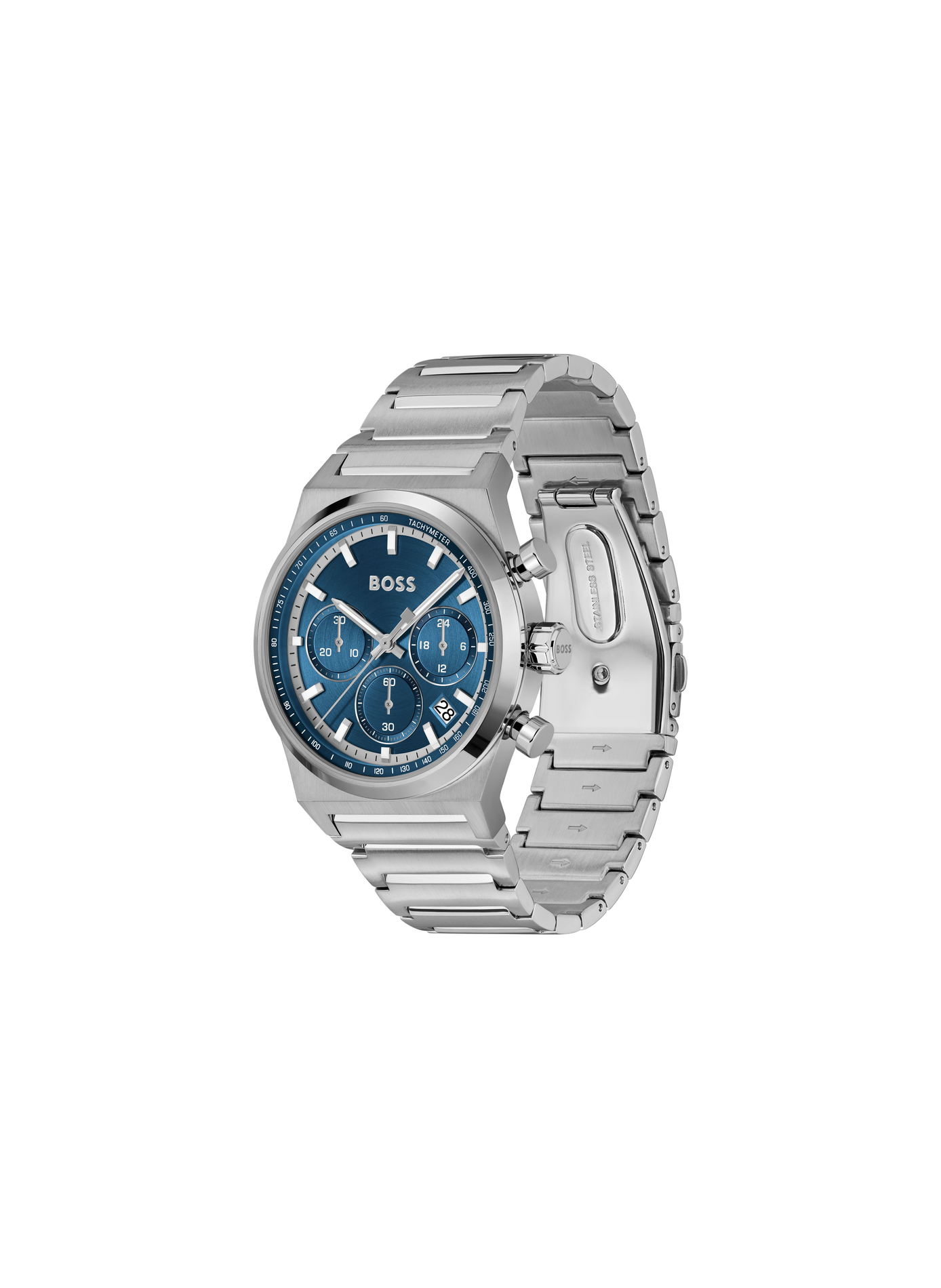 Montre quartz Candor Chrono en acier inoxydable BOSS MONTRES Bleu