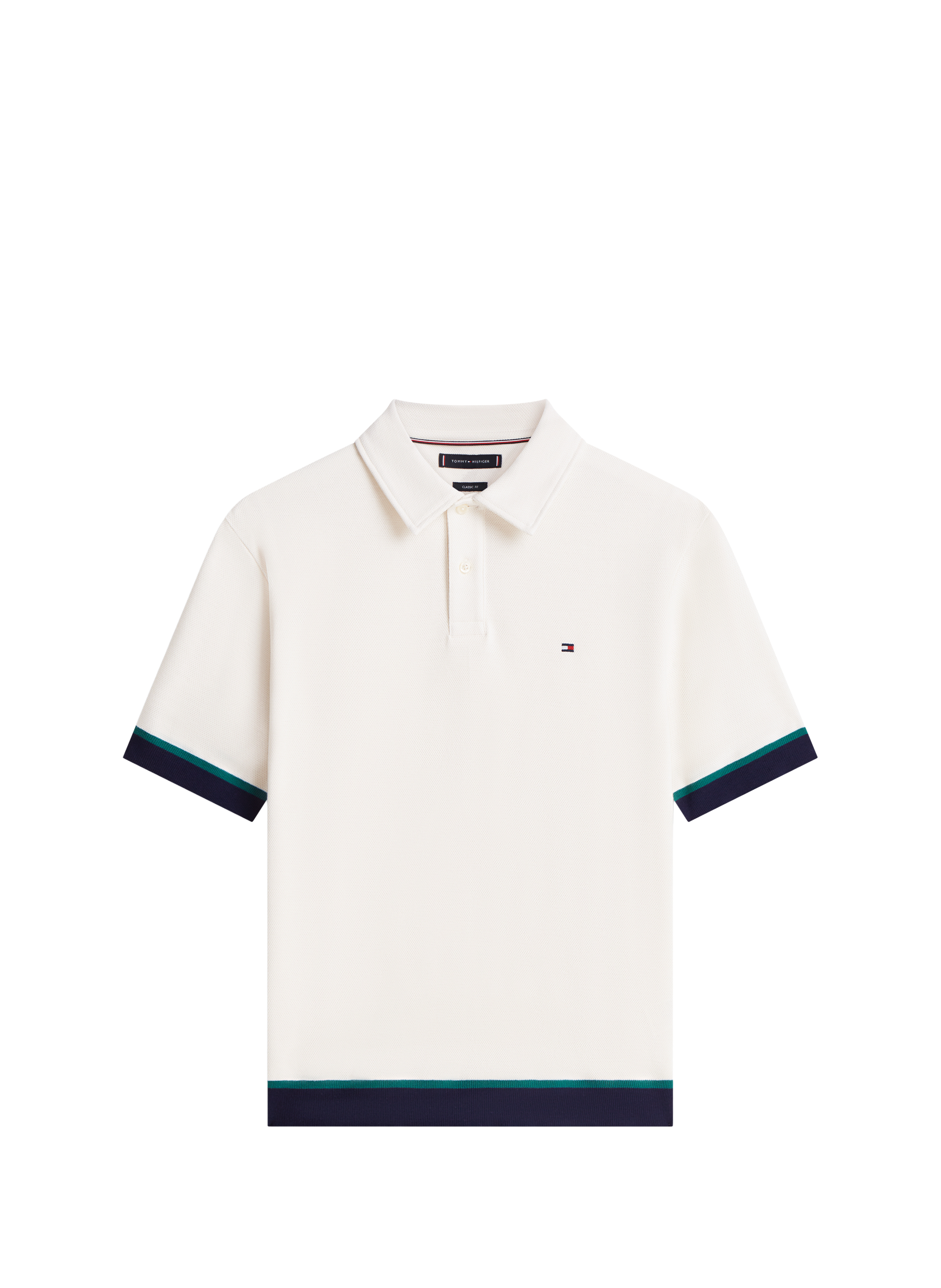 Polo droit à bordures contrastantes en coton  TOMMY HILFIGER Beige