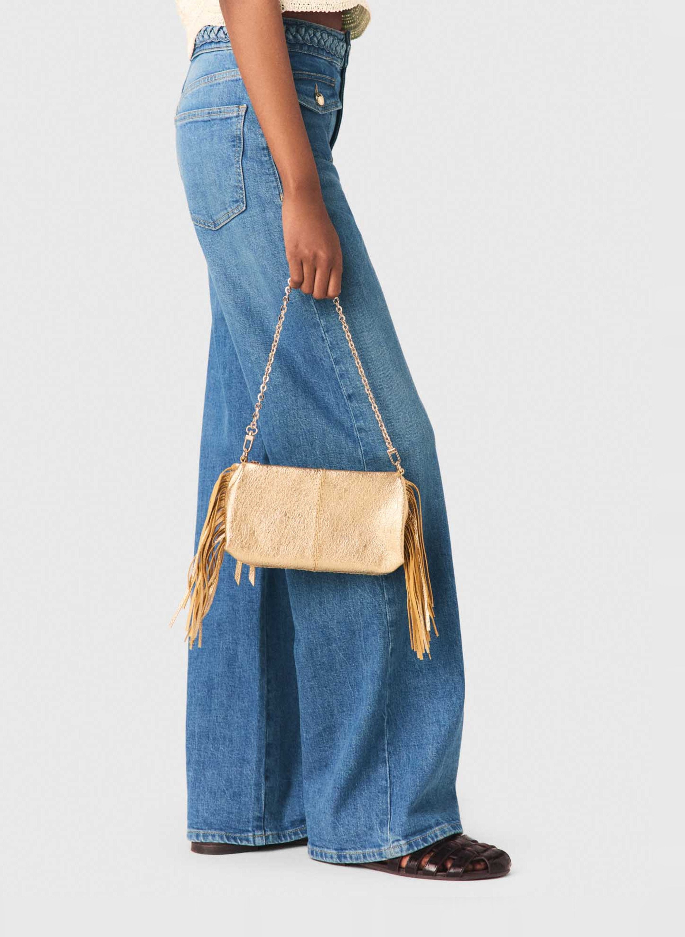 Pochette en cuir métallisé miss m pouch MAJE Doré