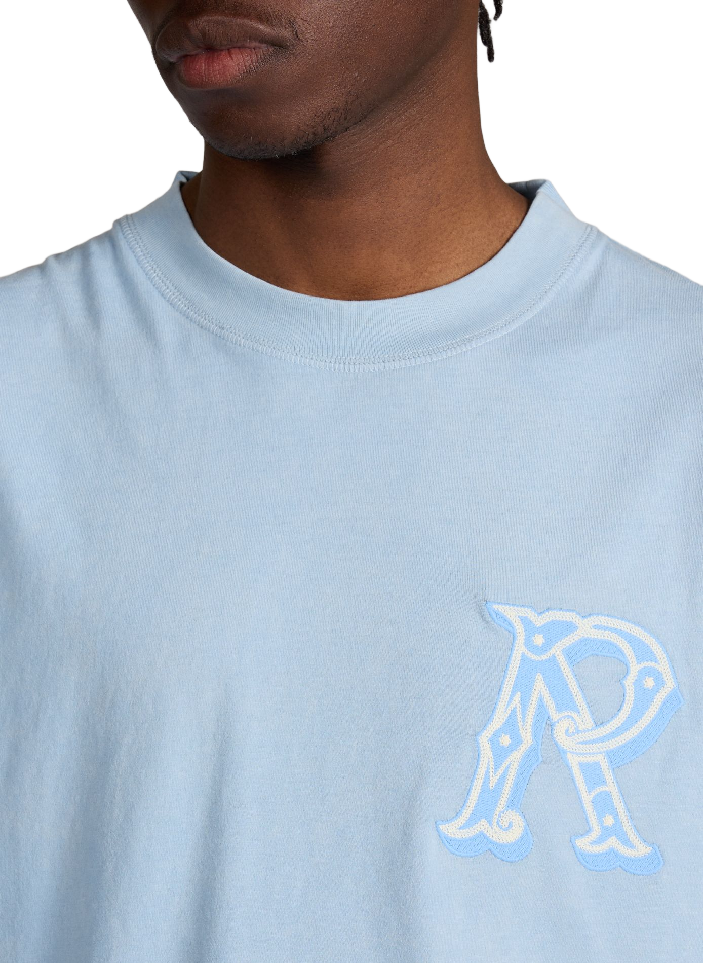 T-shirt brodé en coton REPRESENT Bleu