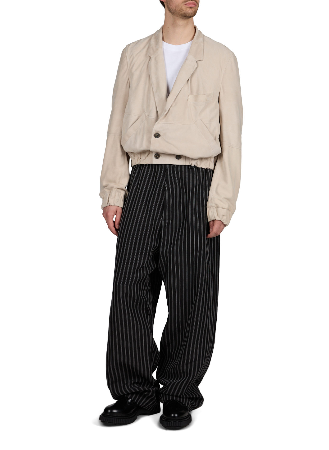 Lamb leather blazer with tailored collar SONIA CARRASCO Beige