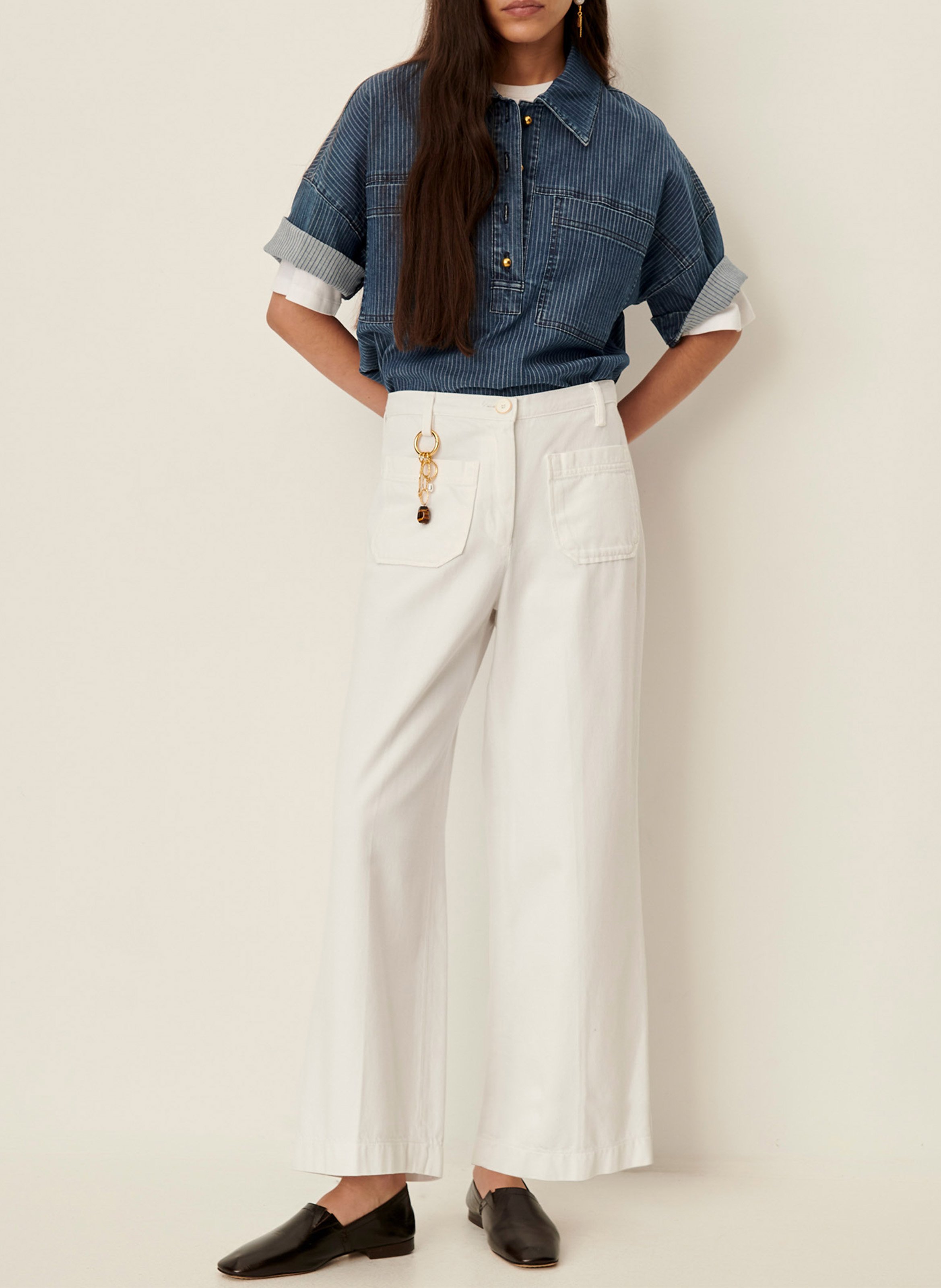 Jean droit taille haute en coton aldricks SESSUN Blanc