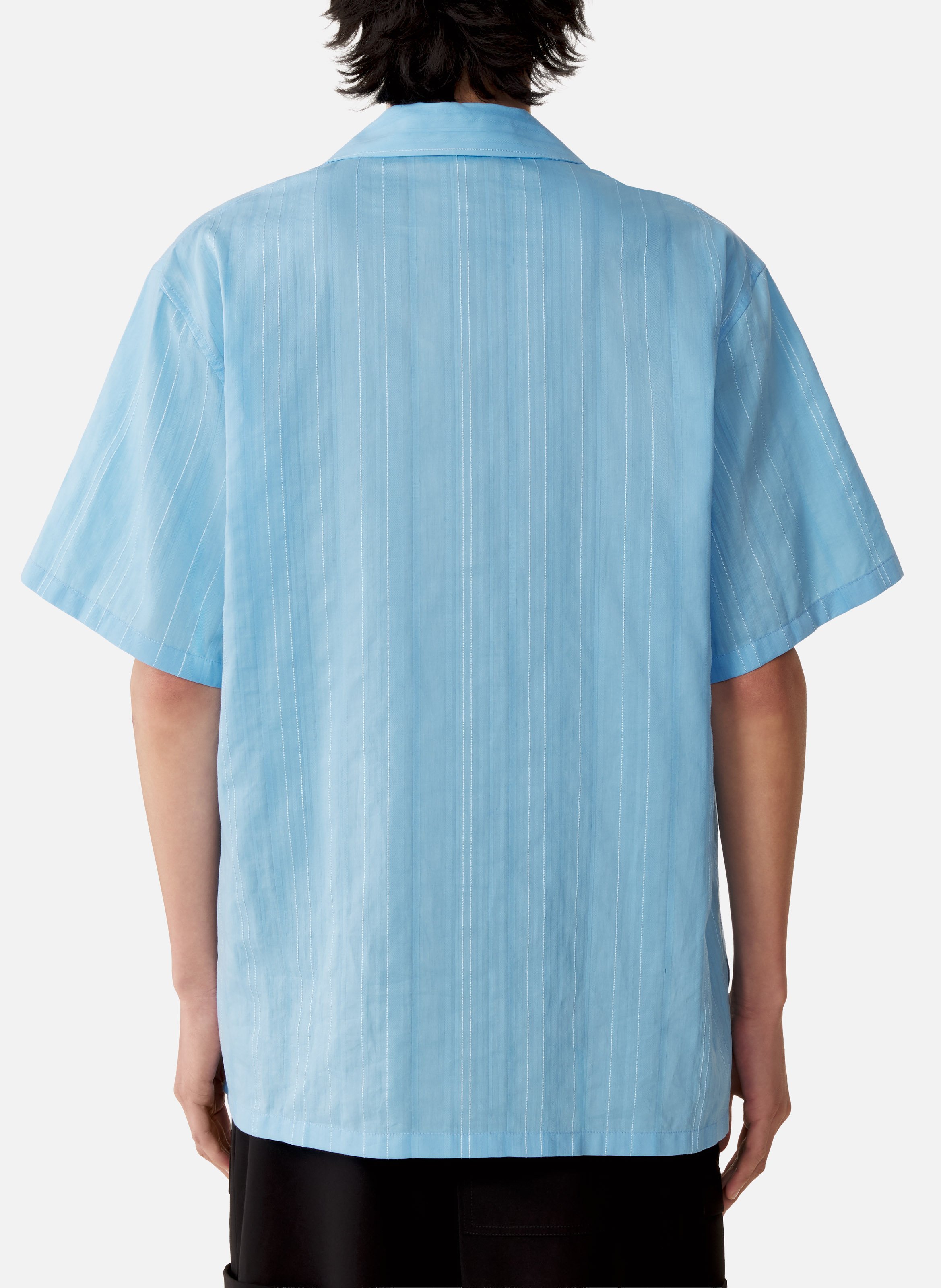 Chemise texturée en coton et soie LANVIN Bleu