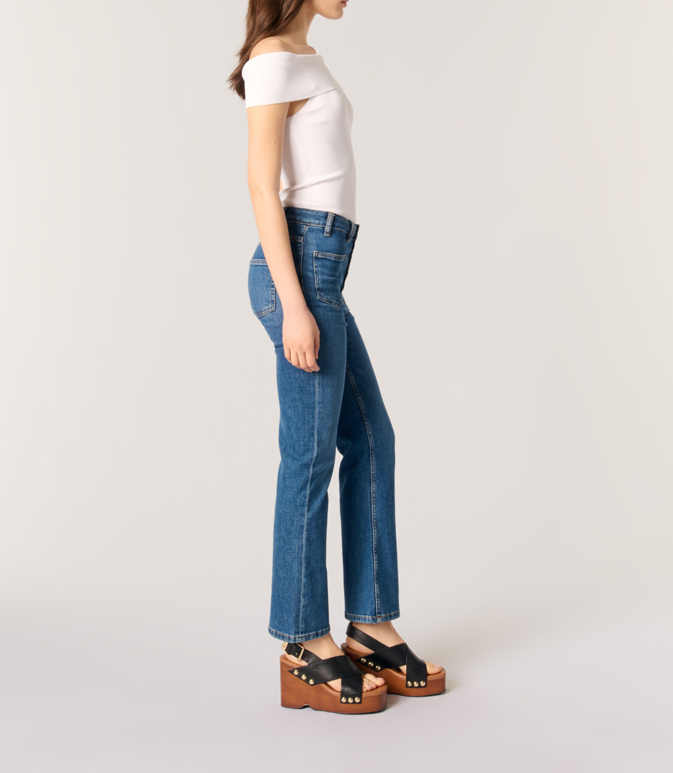 Top col bardot MAJE Blanc