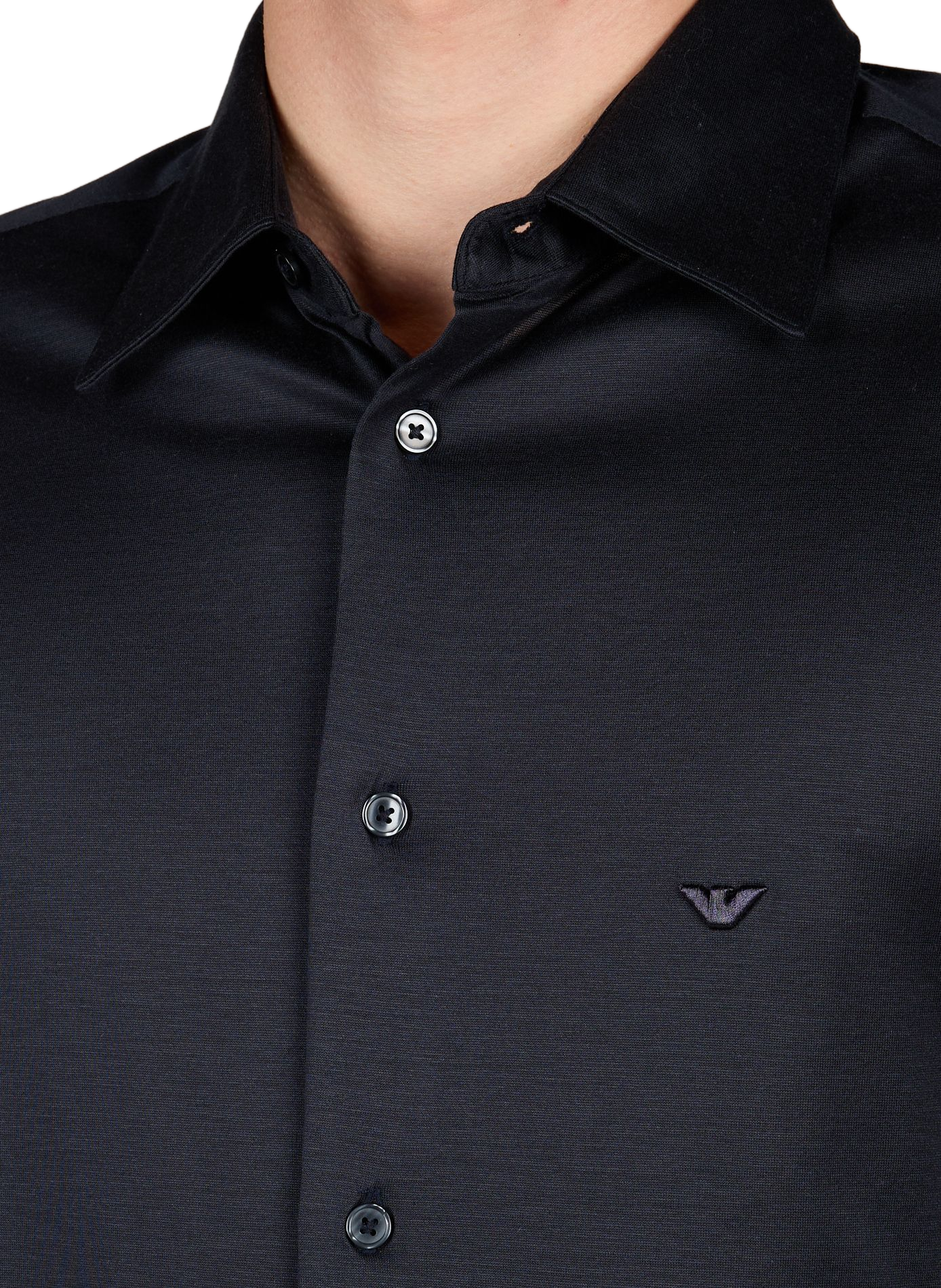 Slim-Fit Hemd aus meliertem Jersey EMPORIO ARMANI Blau