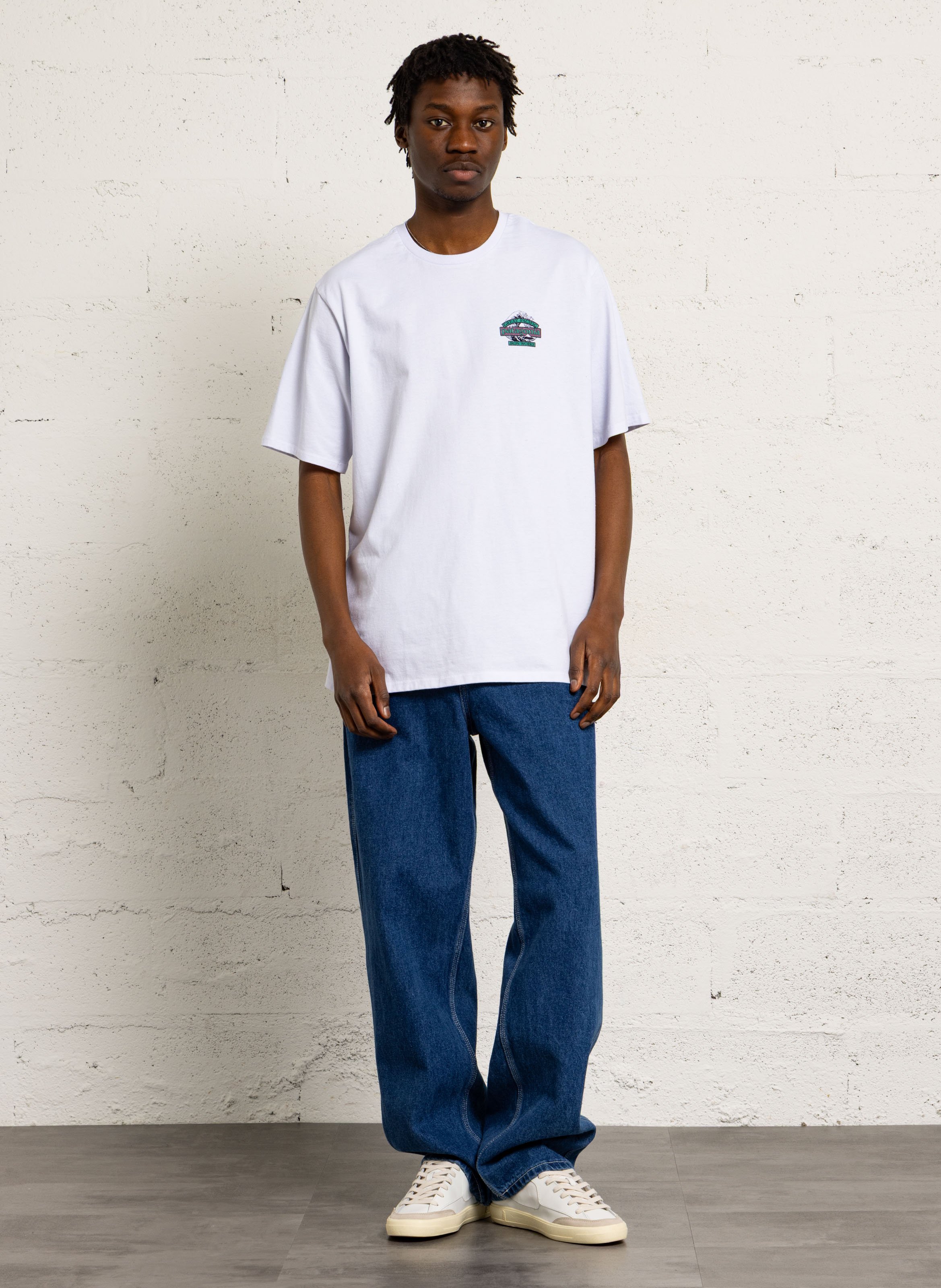 Straight round-neck t-shirt in blended recycled cotton PATAGONIA White