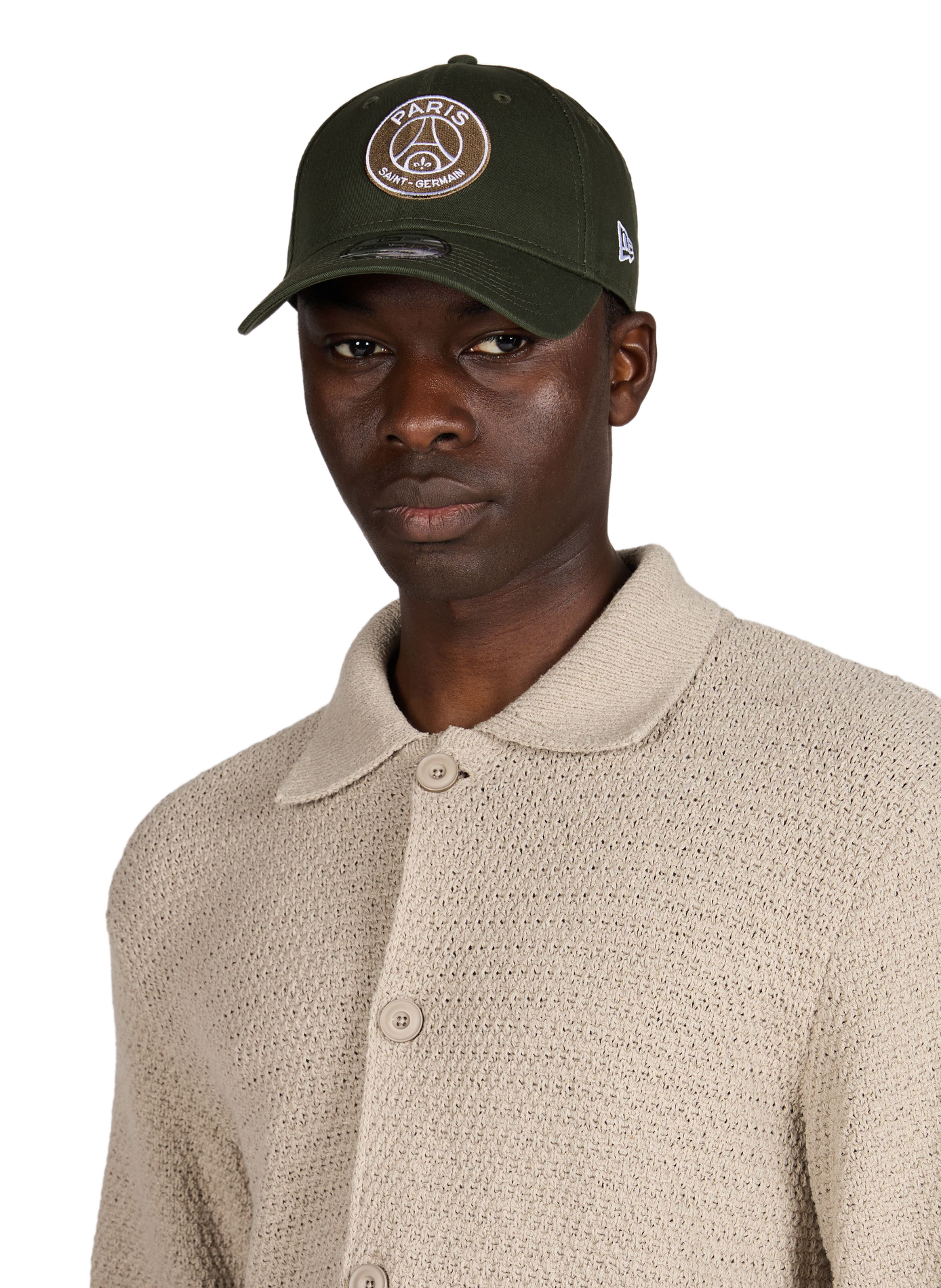 Casquette logo Paris Saint-Germain en coton NEW ERA Kaki