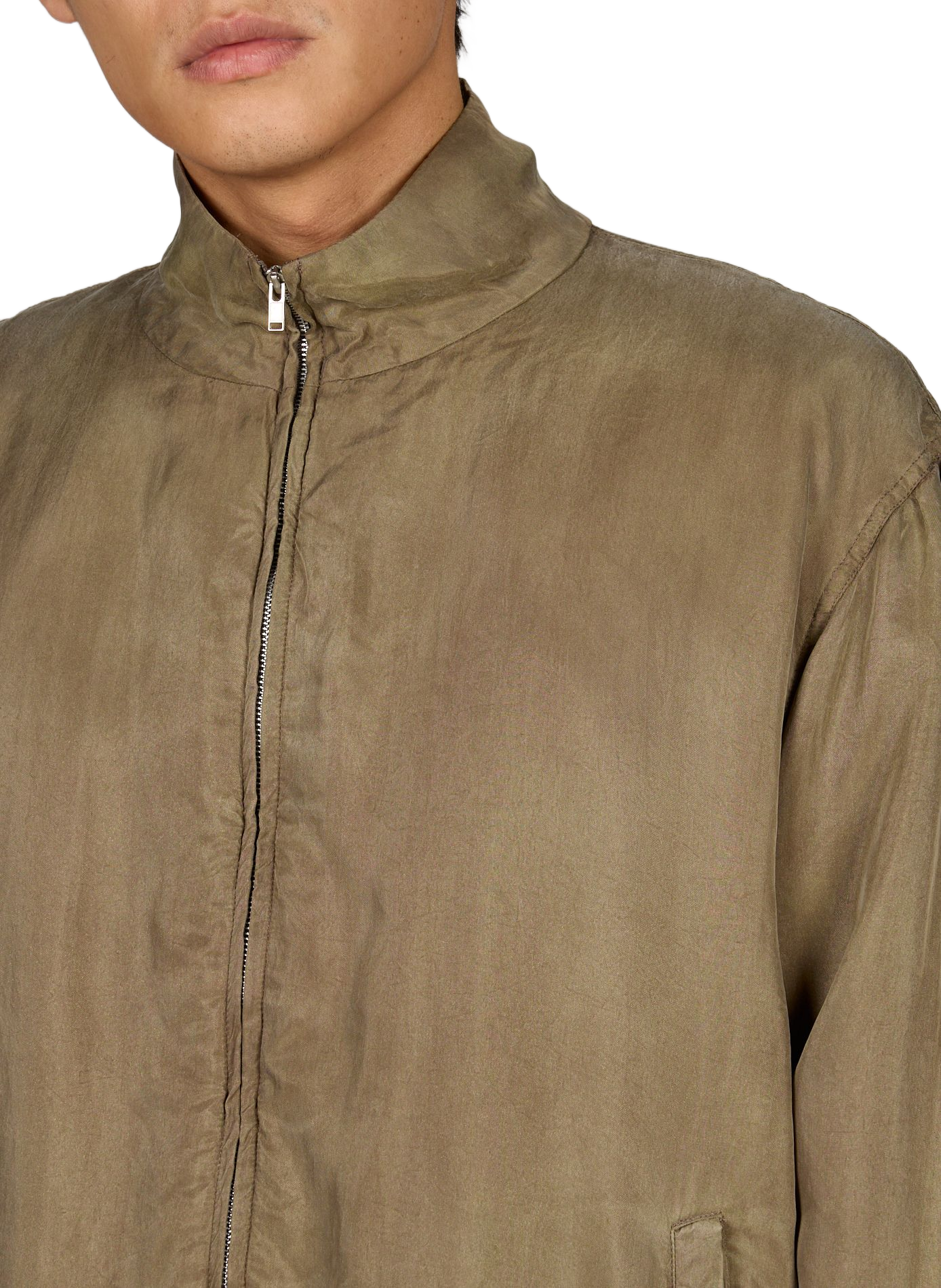 Chaqueta con cuello alto y dobladillo elástico SSSTEIN Caqui