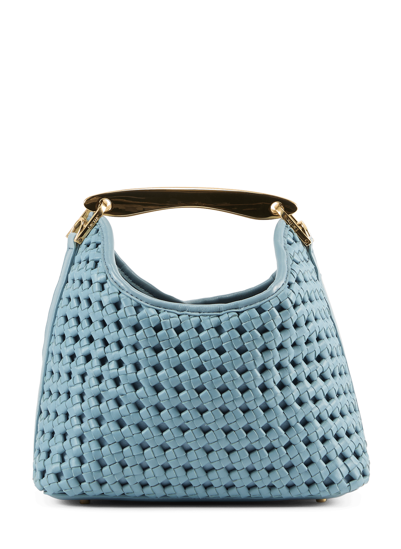 Sac à main Boomerang tressé en cuir  Arctic blue