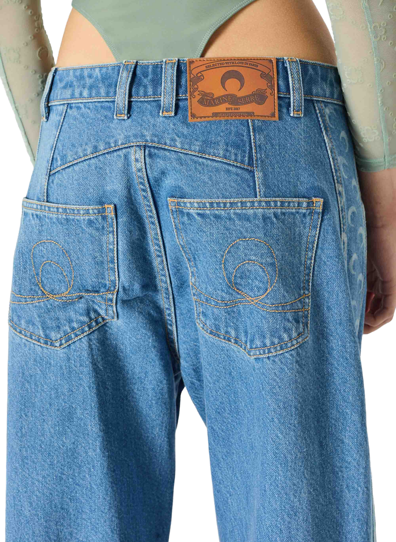 Light blue denim barrel jeans organic cotton MARINE SERRE Blue