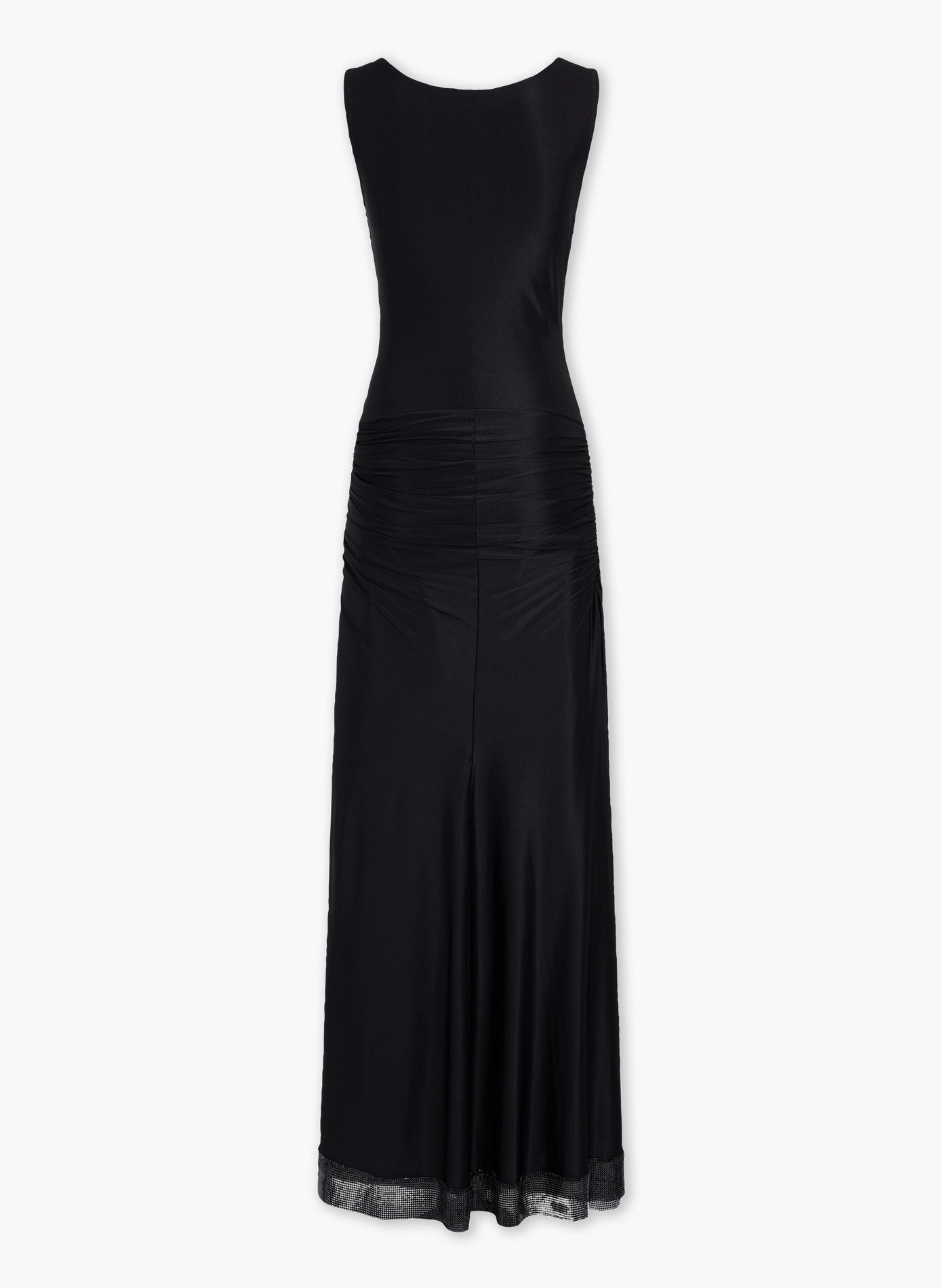 Longue robe en mesh et jersey RABANNE Noir