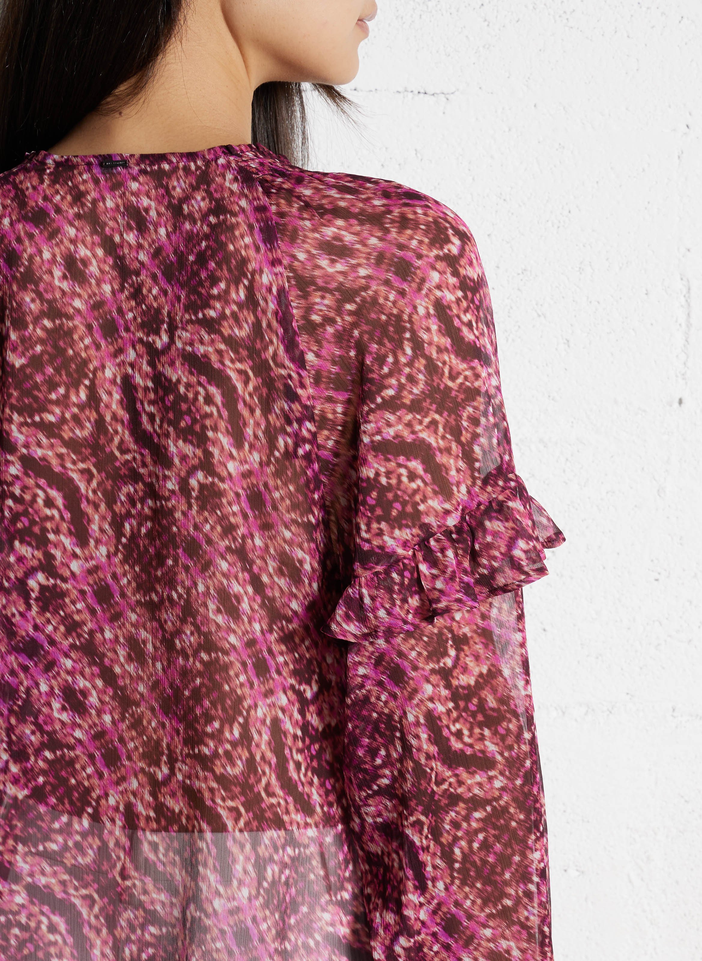 Blouse droite col v imprimé IKKS Rose
