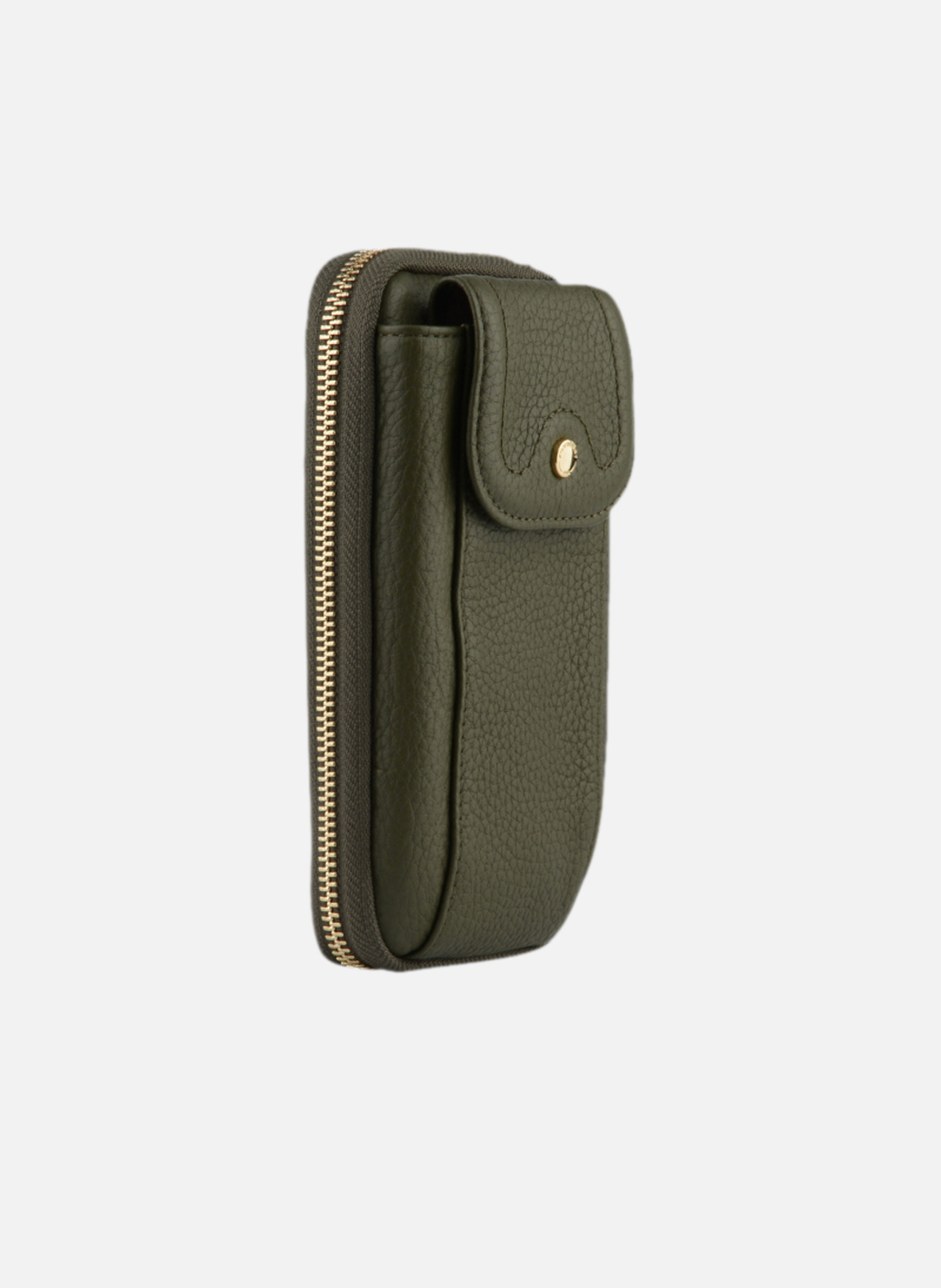Club | etui téléphone portable en cuir de veau grainé POURCHET Kaki