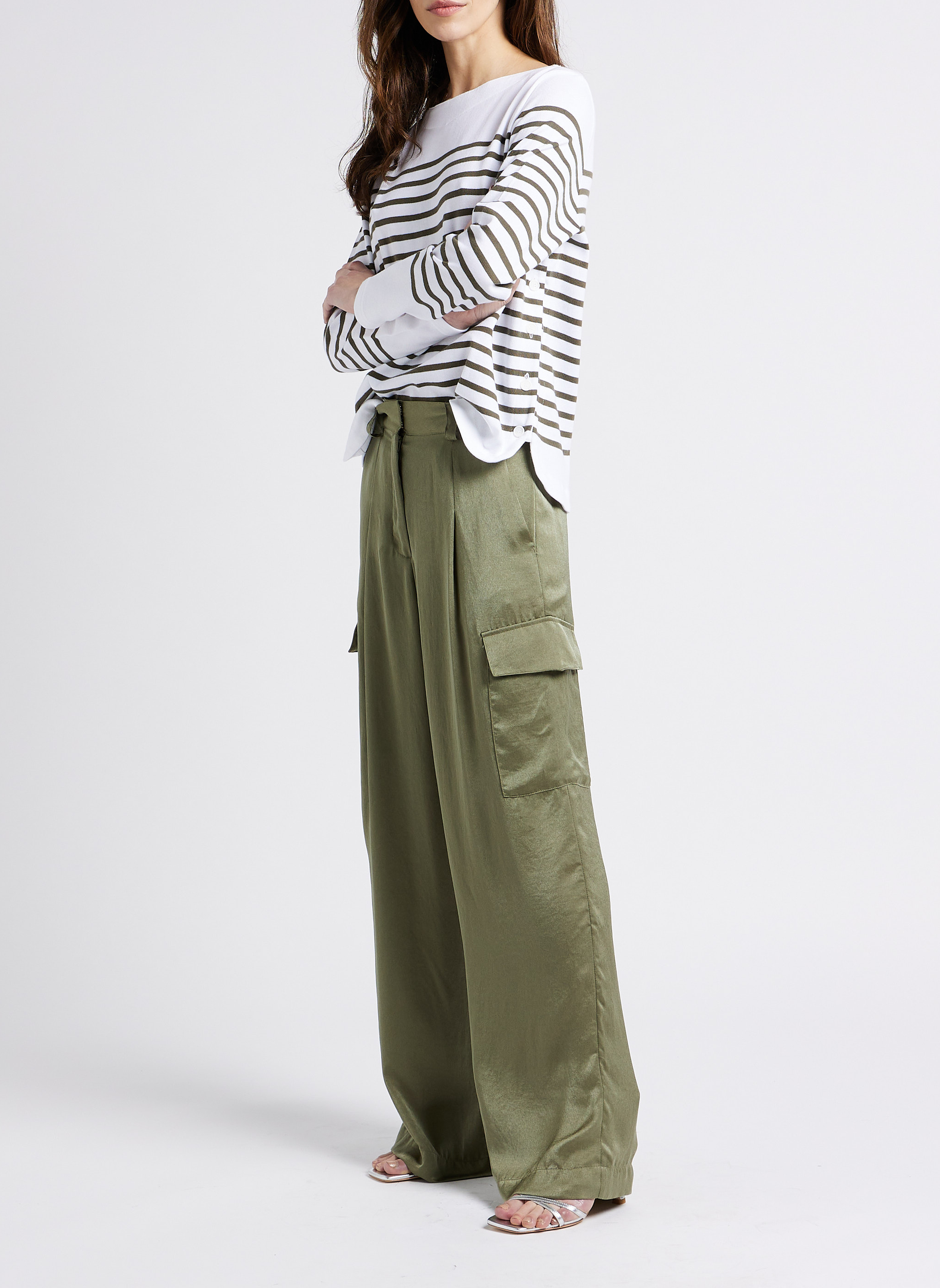 Pantalon large effet satiné cary | Kaki BA&SH Femme