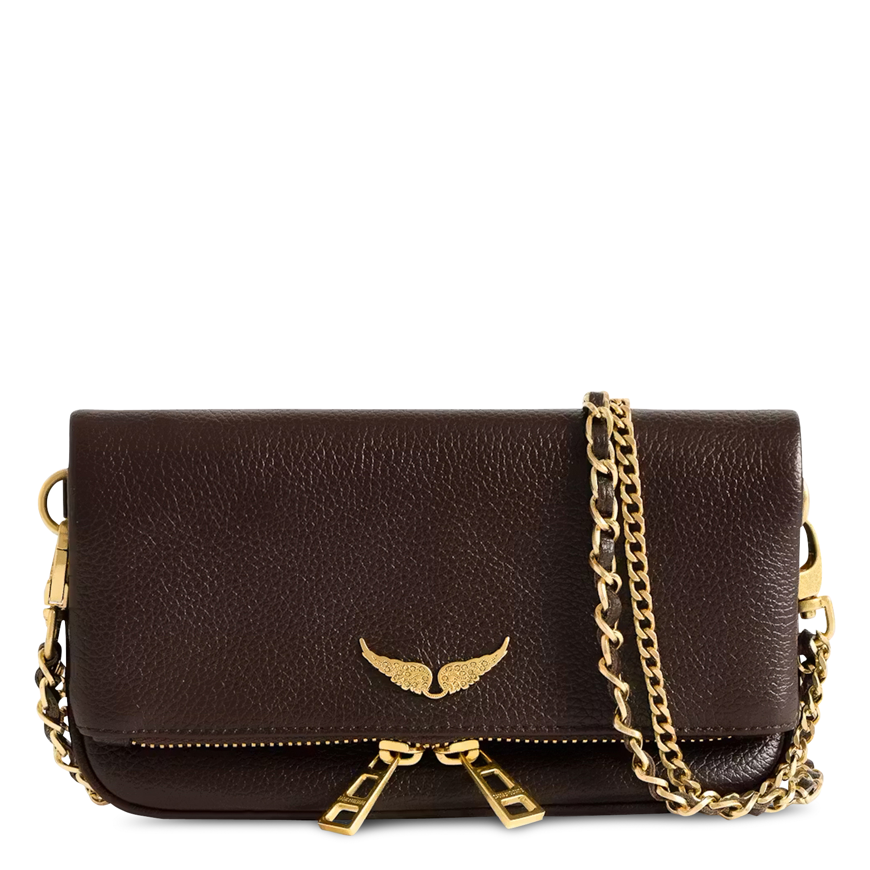 Schoudertas met flap in mini rock leder ZADIG&VOLTAIRE Bruin