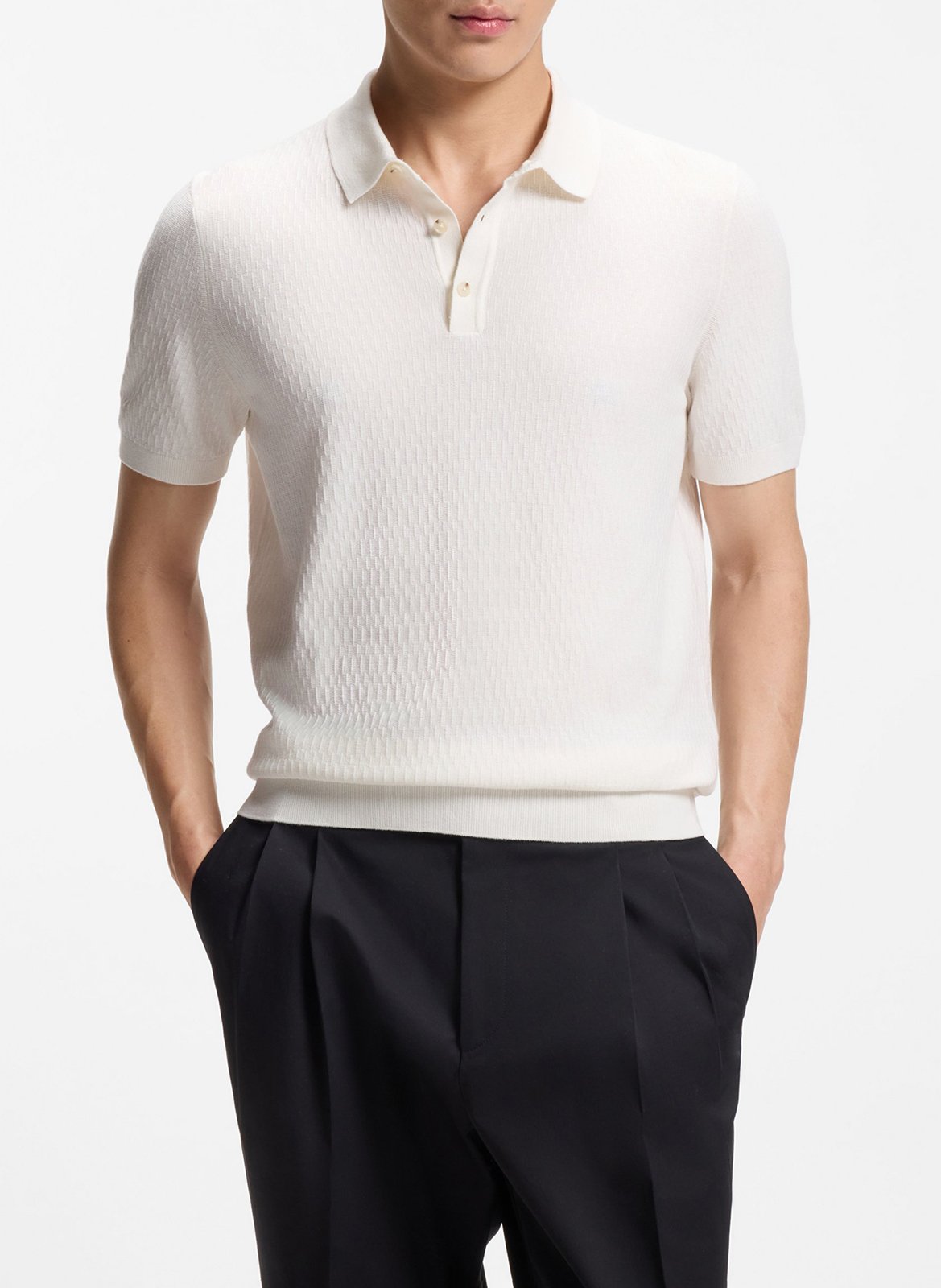 Polo droit en coton mélangé BOSS Beige