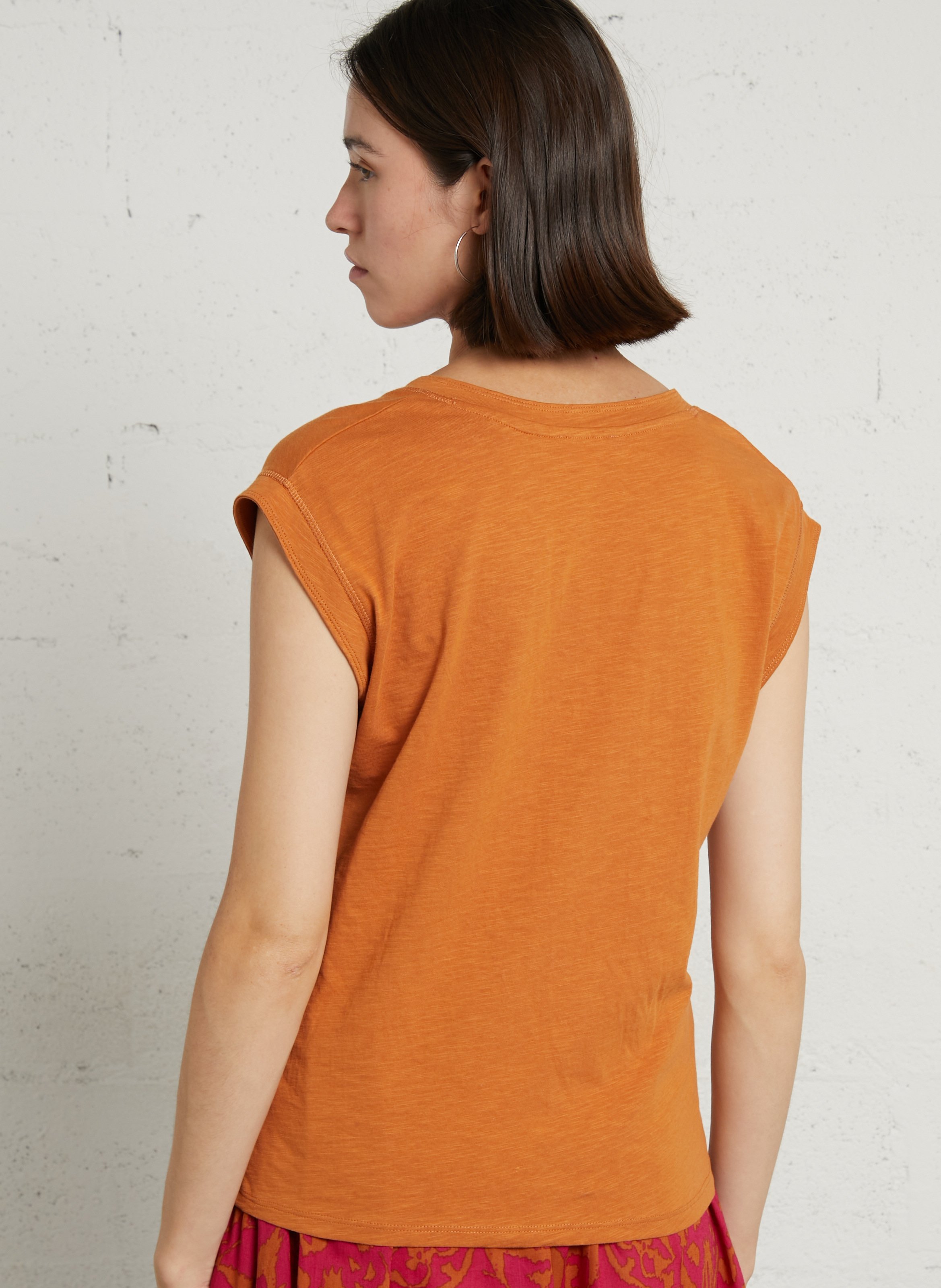 Tee-shirt droit chiné en coton delya MAISON 123 Doré