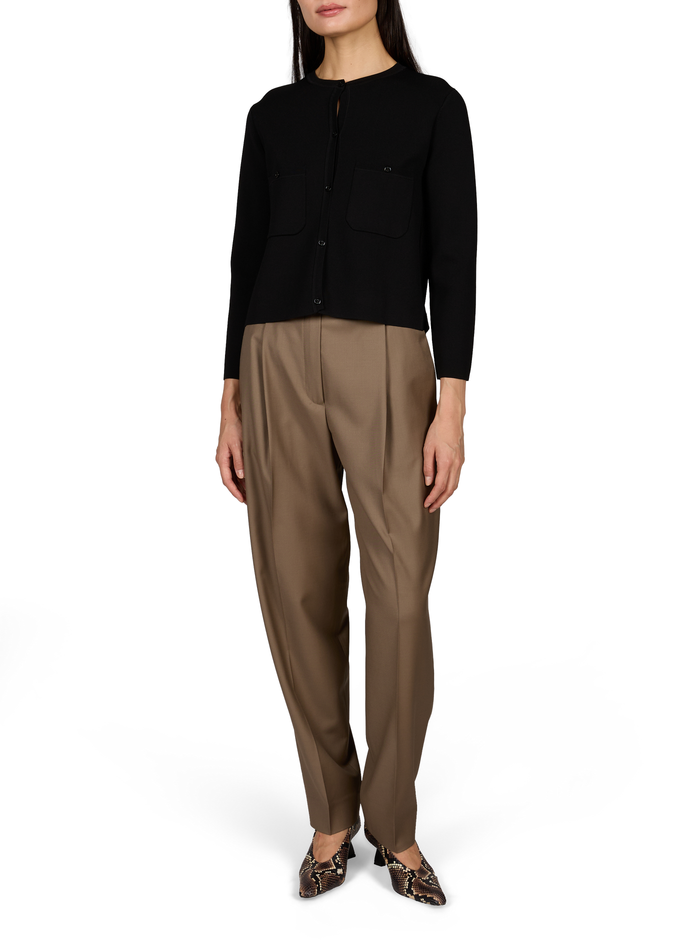 Straight vest with pockets in compact knit. TOTEME Black