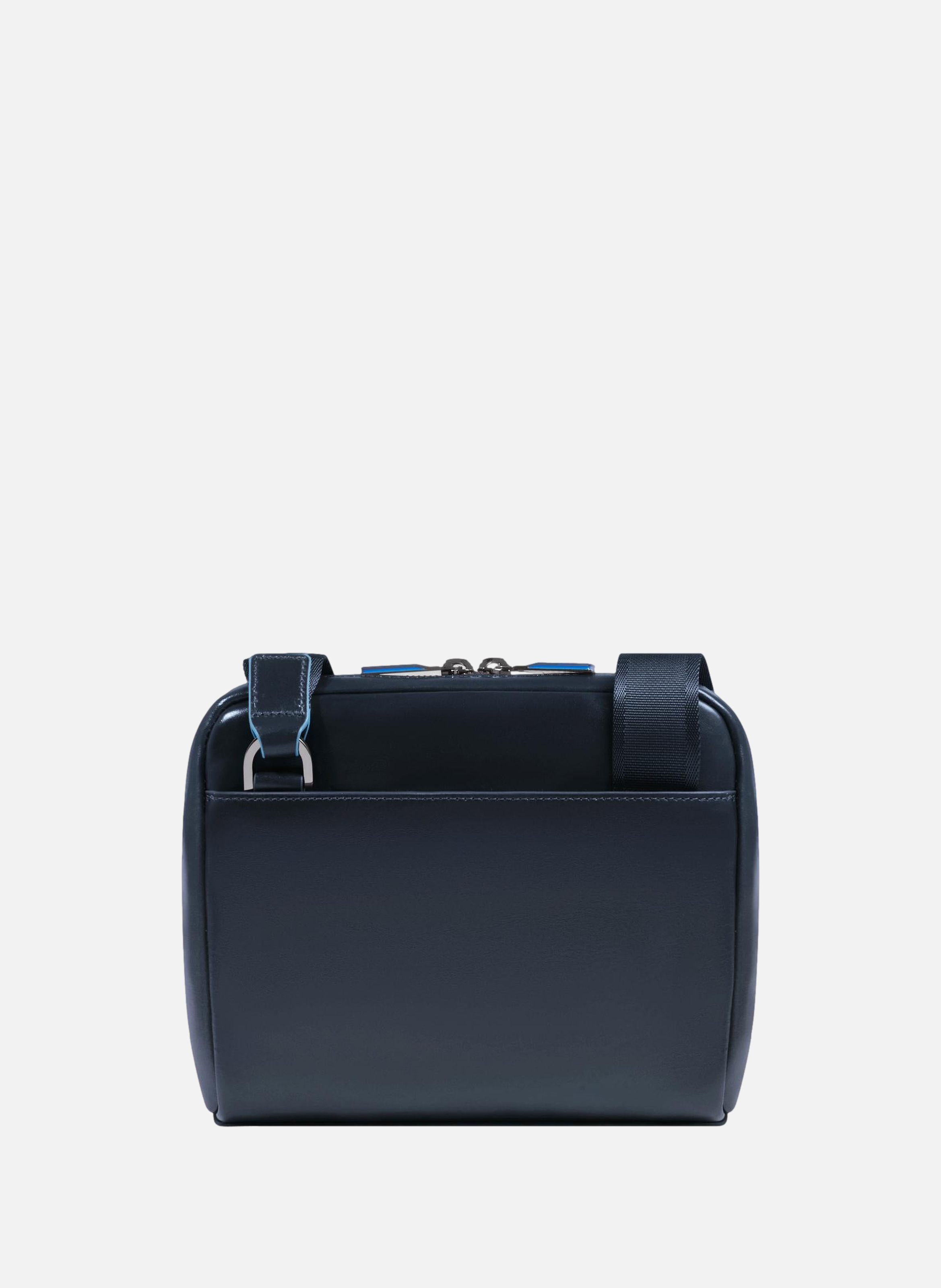 Schoudertas voor heren van leer PIQUADRO Blauw