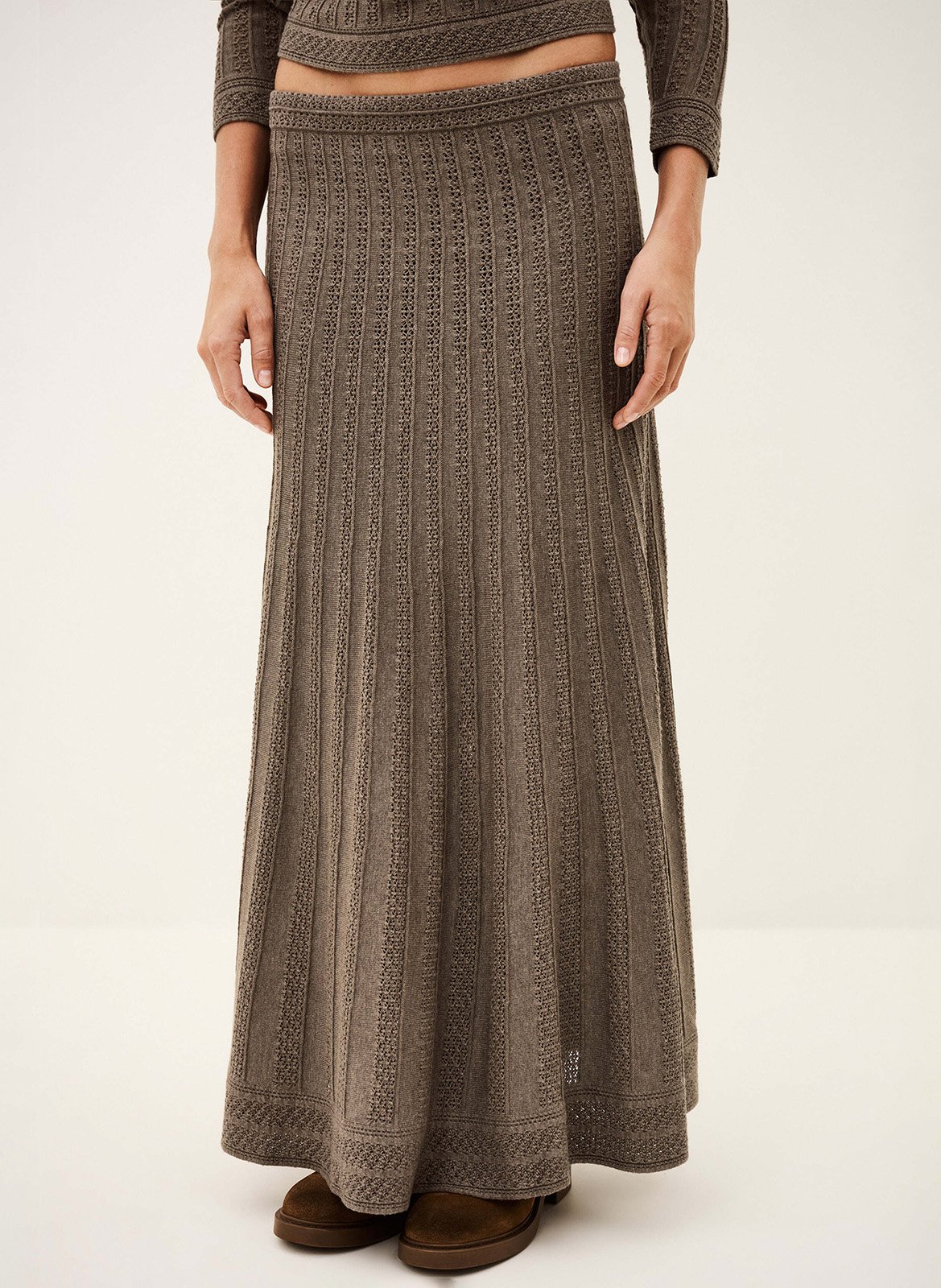 Jupe longue texturée en laine mélangée doha BA&SH Beige