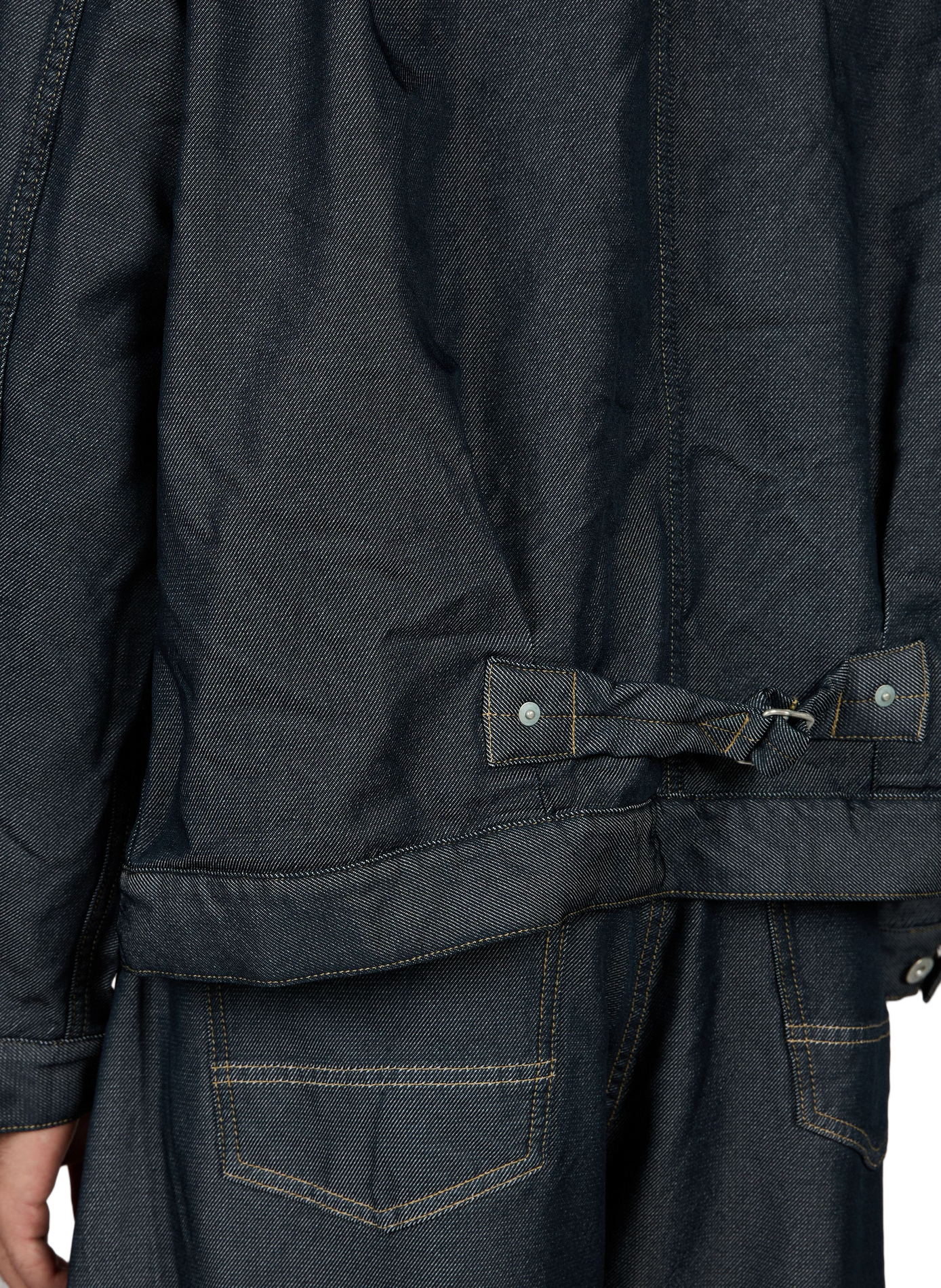 Straight jacket with classic collar in denim effect. COMME DES GARCONS HOMME Multicolour