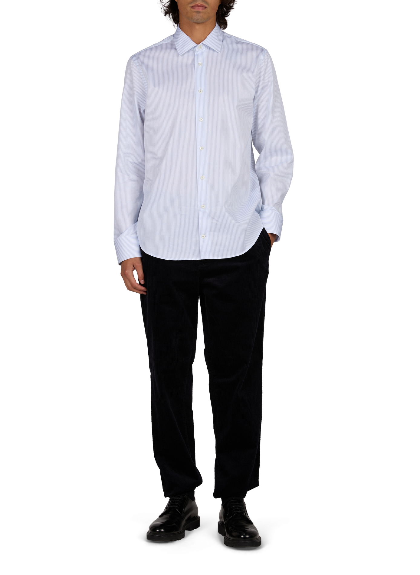 Chemise ajustée rayée en coton VAN LAACK Marron