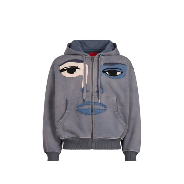 Sweat droit à capuche imprimé en coton Sweat droit à capuche imprimé en coton