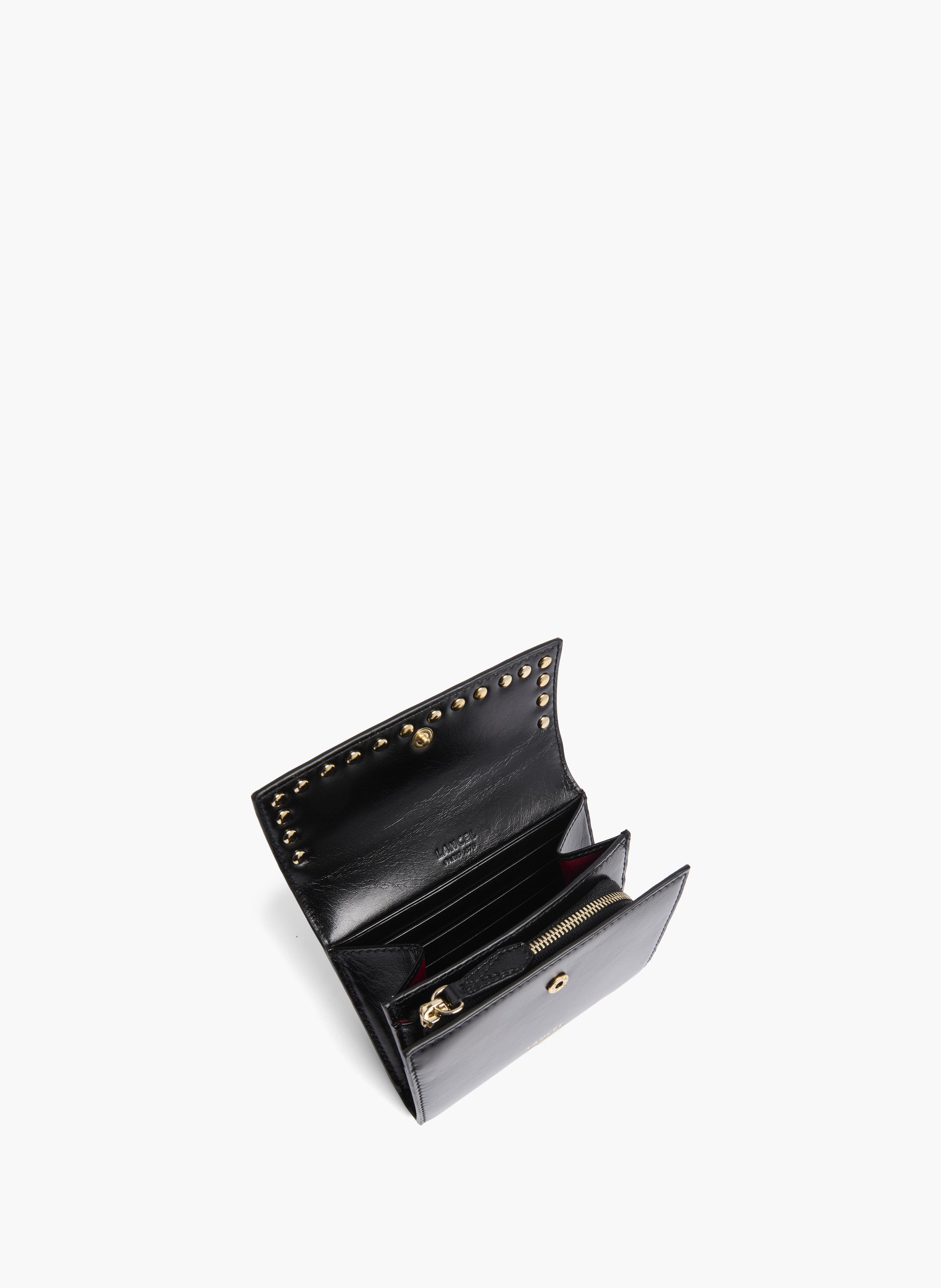 Portefeuille à rabat rectangulaire en cuir de vachette vintage lancel LANCEL Noir