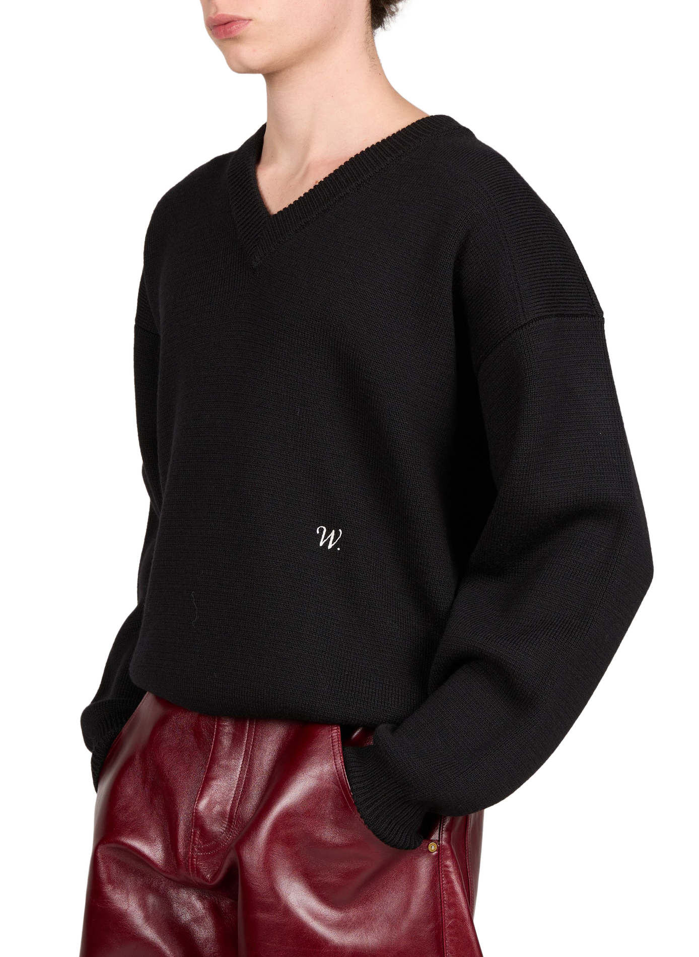 Wool V-neck jumper WILLY CHAVARRIA Black