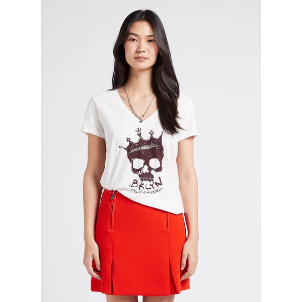 T-shirt col v imprimé en coton