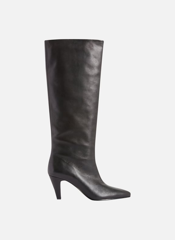 Bottes hautes en cuir de vachette Noir by CLAUDIE PIERLOT CLAUDIE PIERLOT Bottes hautes en cuir de vachette Noir