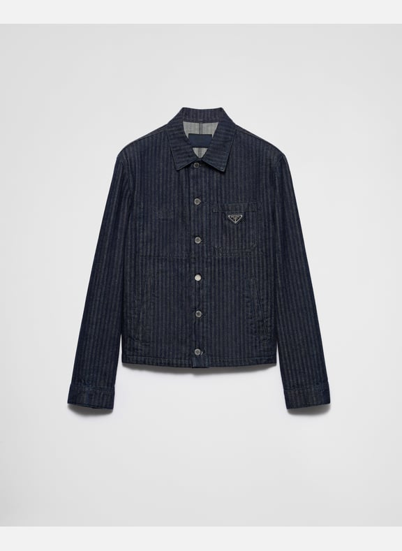 Blouson en denim à chevrons Bleu by PRADA PRADA Blouson en denim à chevrons Bleu