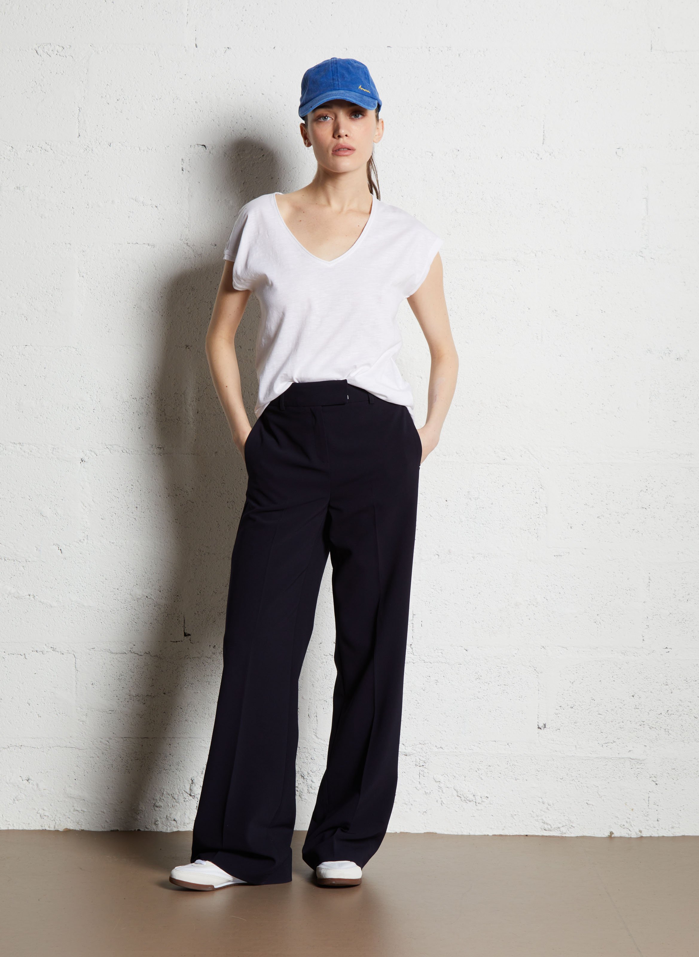 Pantalon droit plissé layla Bleu