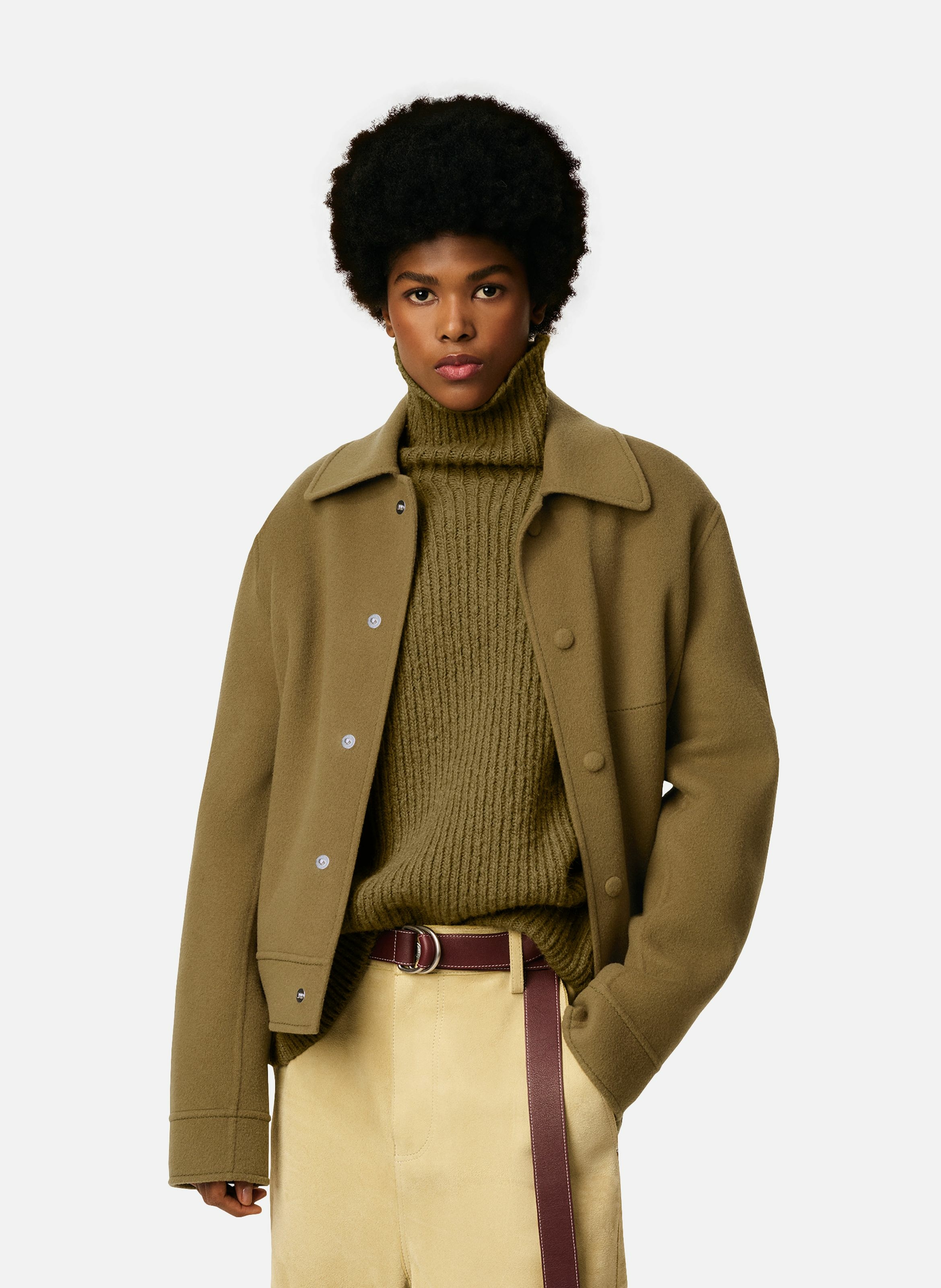 Blouson boule boutonné en laine AMI PARIS Vert