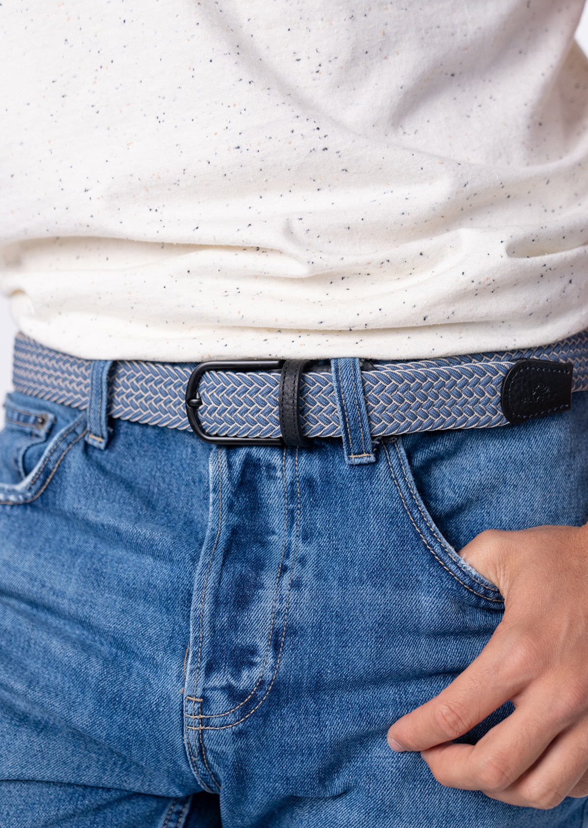 Ceinture tressée élastique multicolore BILLYBELT Bleu