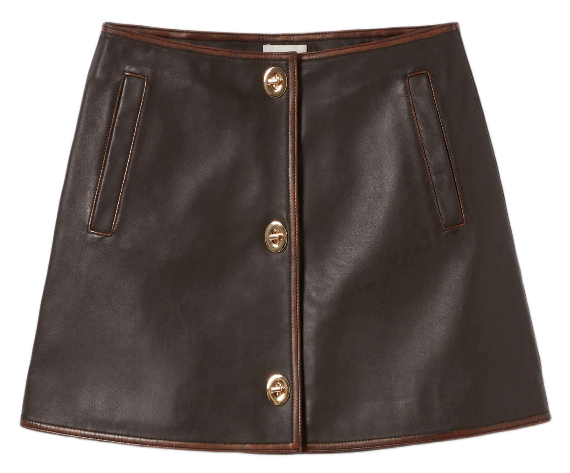 Jupe courte unie en cuir CLAUDIE PIERLOT Marron