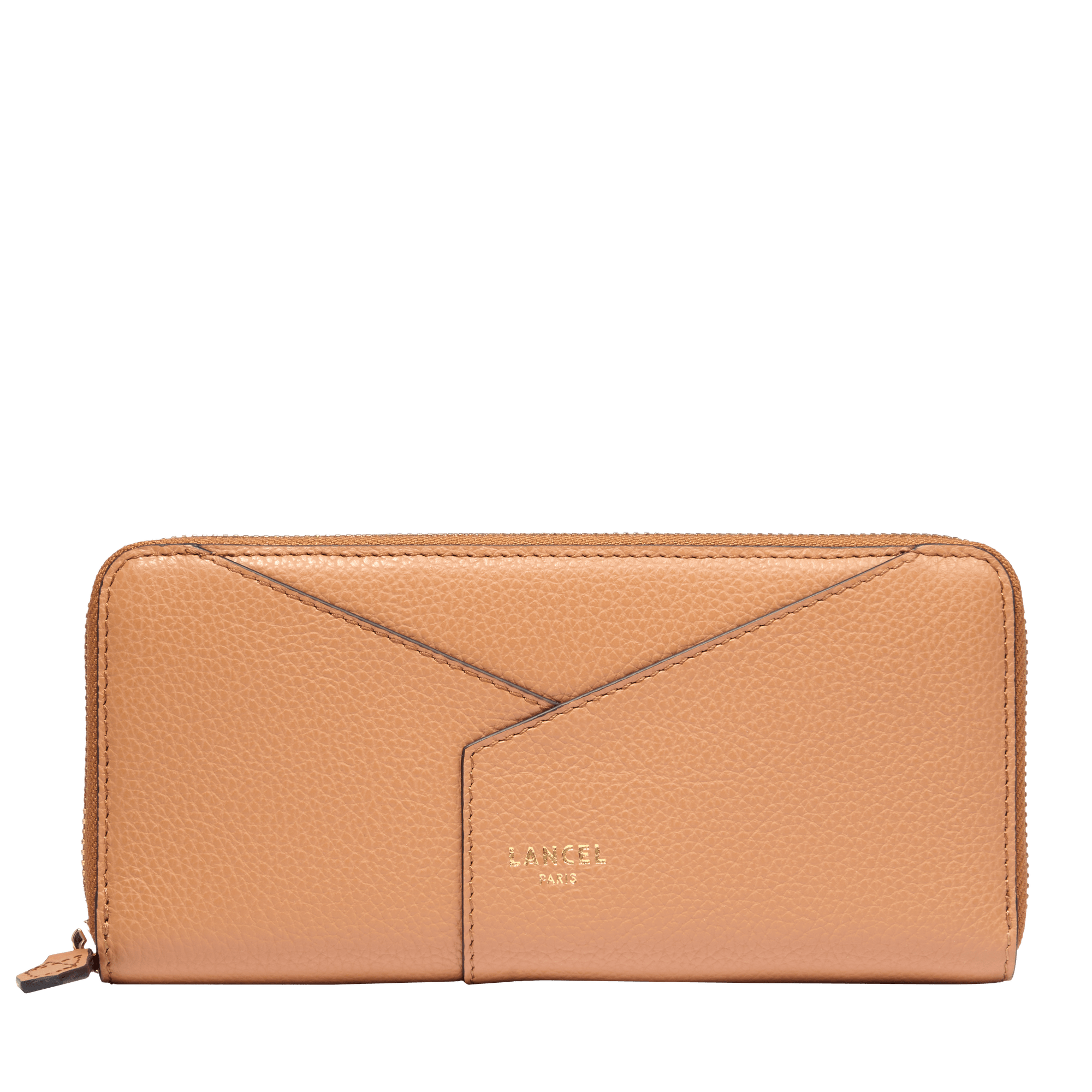LANCEL Portefeuille long zippé enveloppe de lancel en cuir Marron