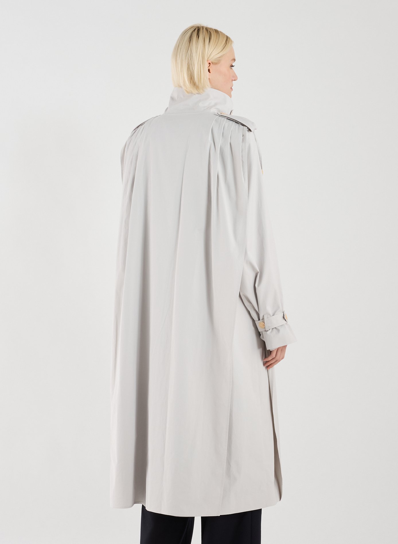 Manteau imperméable long en coton mélangé VIKTORIA CHAN Gris