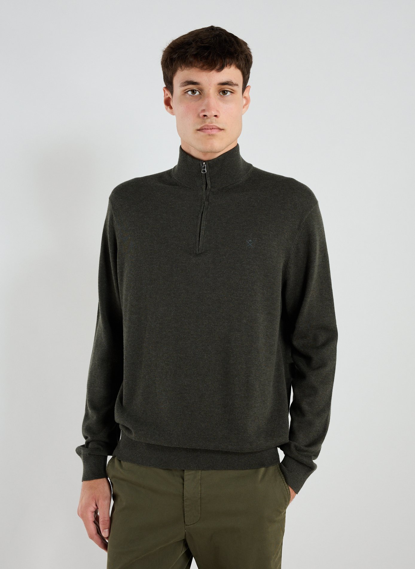 HACKETT Cotton high-neck jumper Green