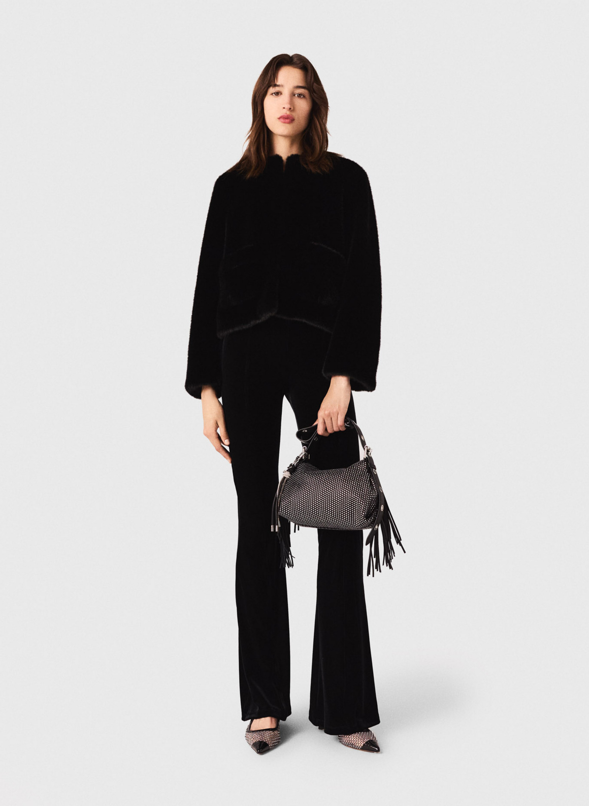 Pantalon flare en velours MAJE Noir