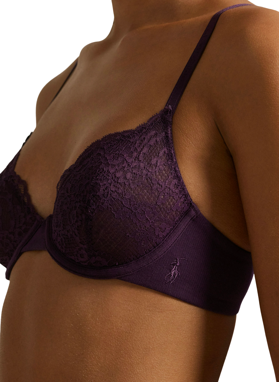 Soutien-gorge corbeille dentelle en coton mélangé POLO RALPH LAUREN Violet