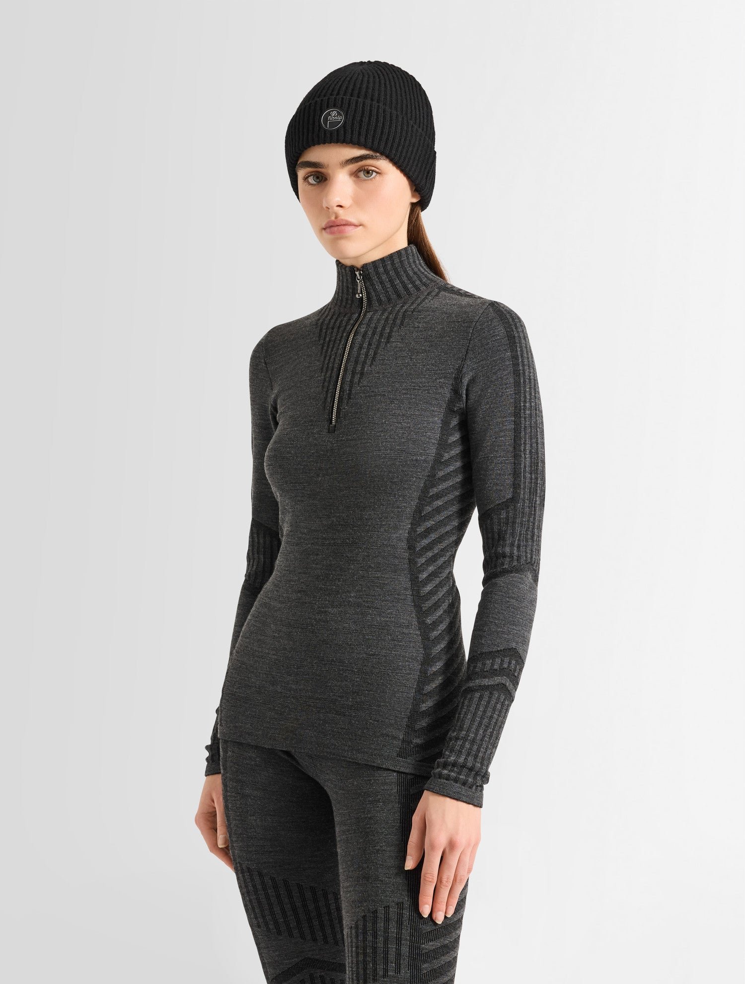 T-shirt manches longues seama col montant  coupe ajustée FUSALP Gris