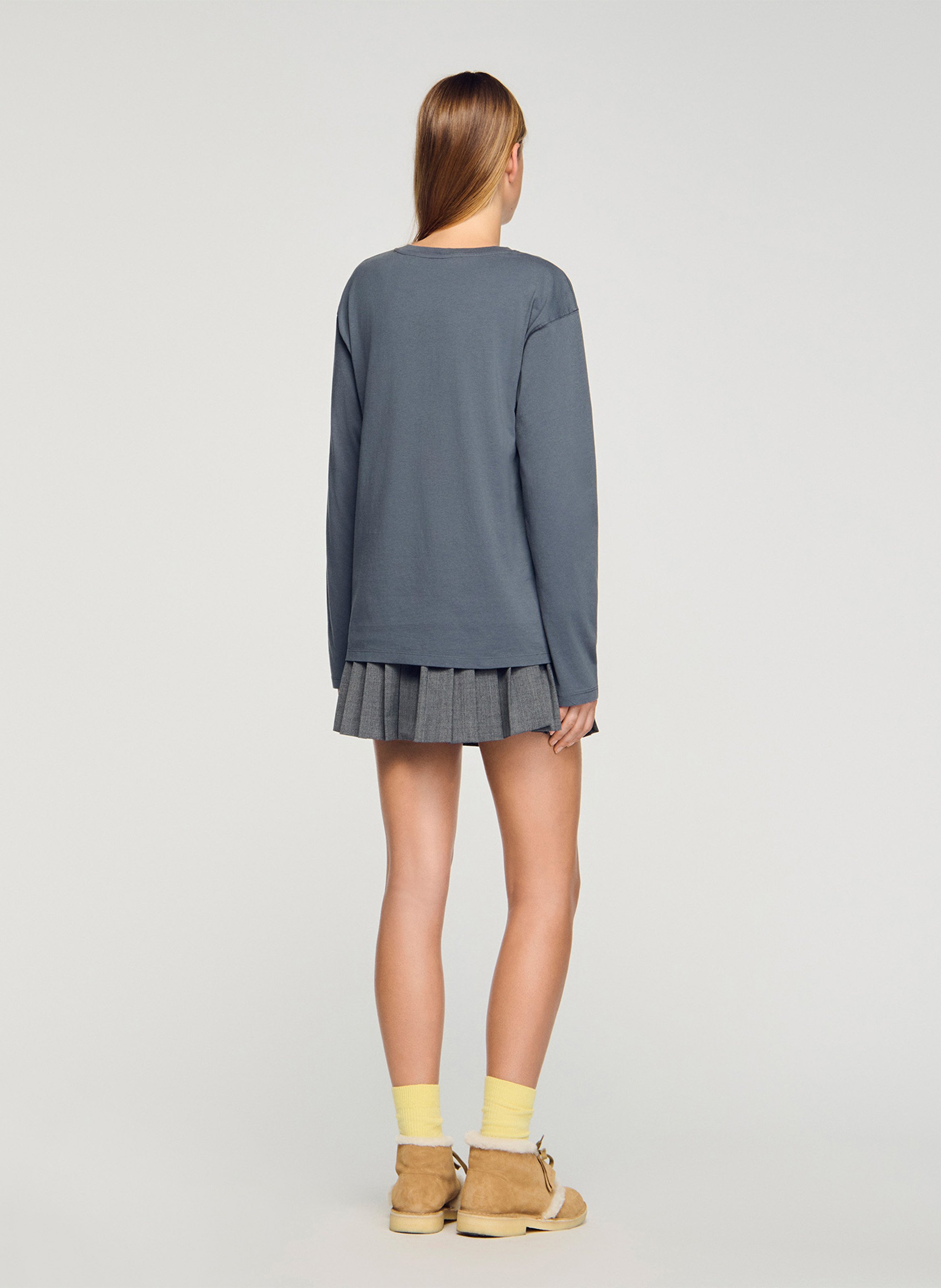 Tee-shirt droit en coton SANDRO Gris