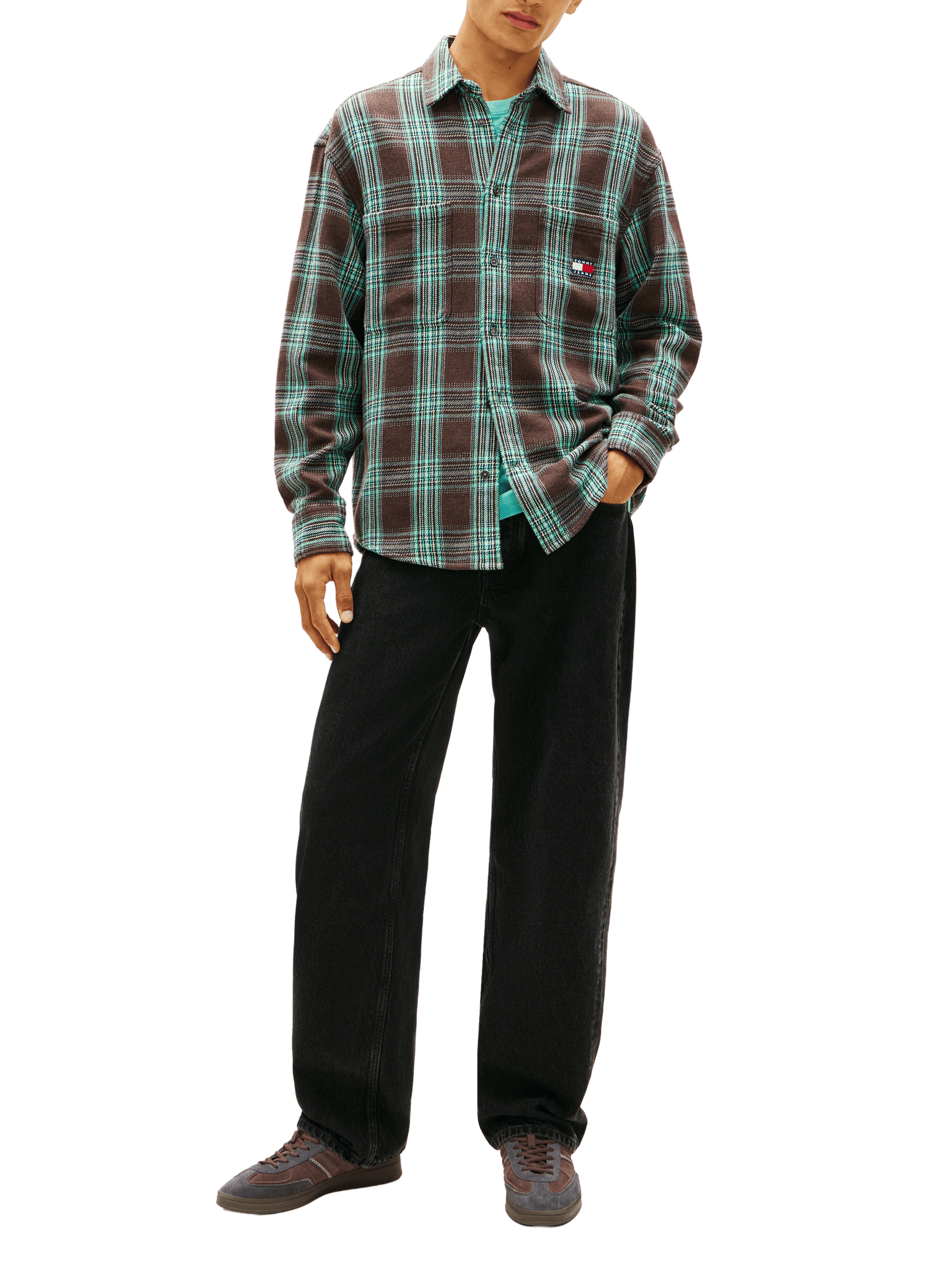 Wide-leg jeans in blended cotton TOMMY HILFIGER Black