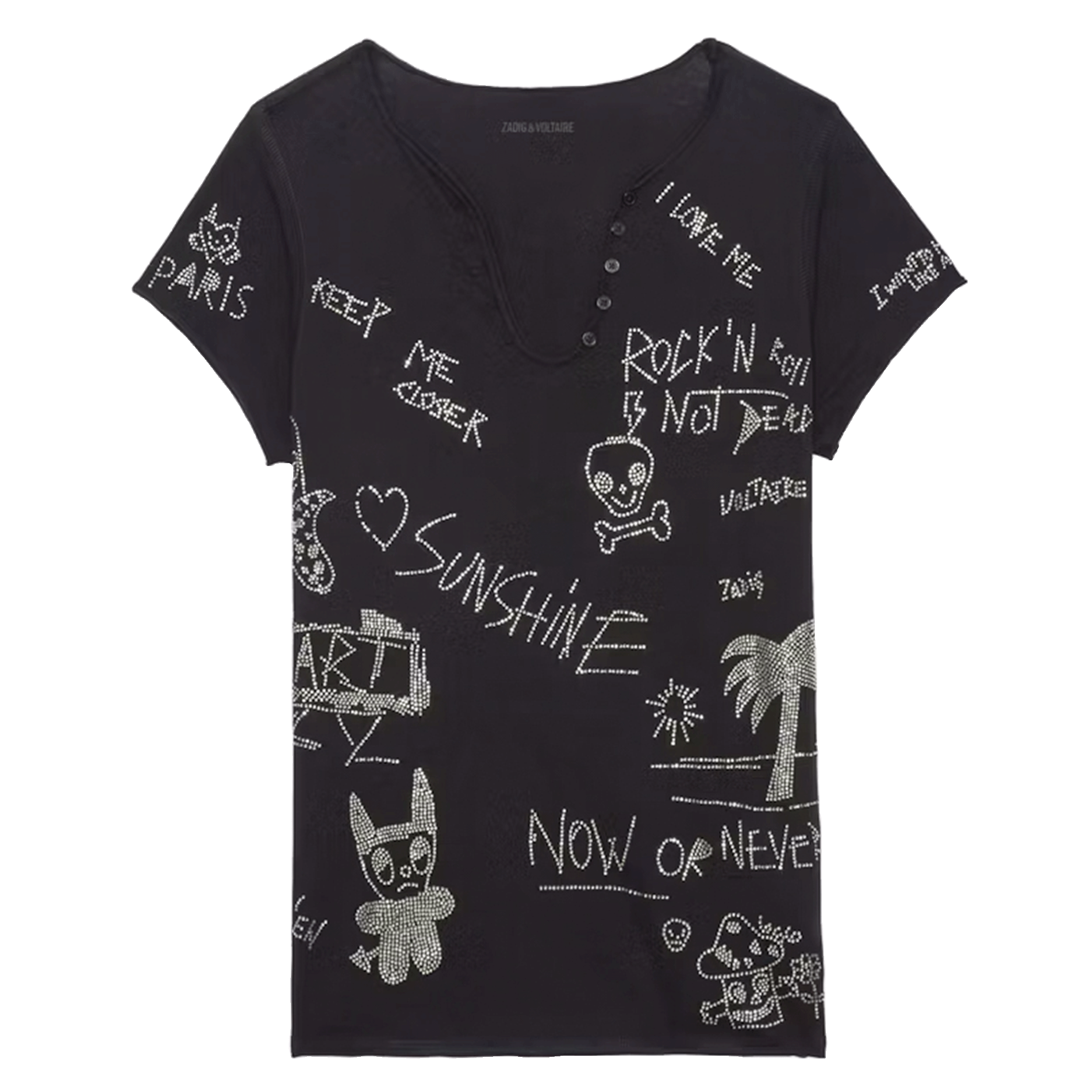 Tee-shirt tunisien en coton ZADIG&VOLTAIRE Noir